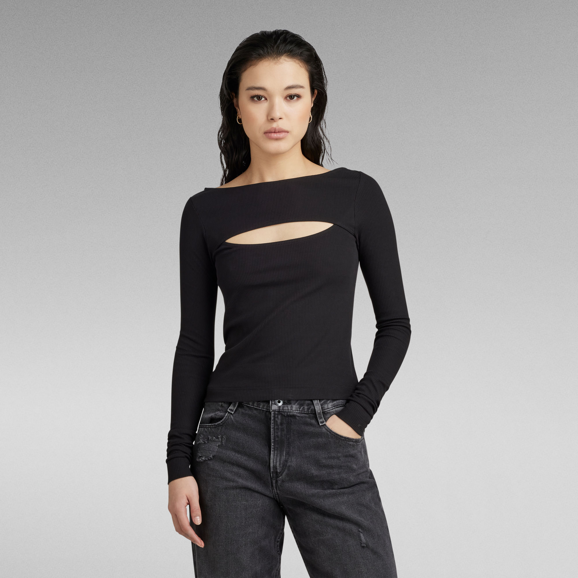 G-Star RAW Boothals Top Cut-Out Slim - Zwart - Dames