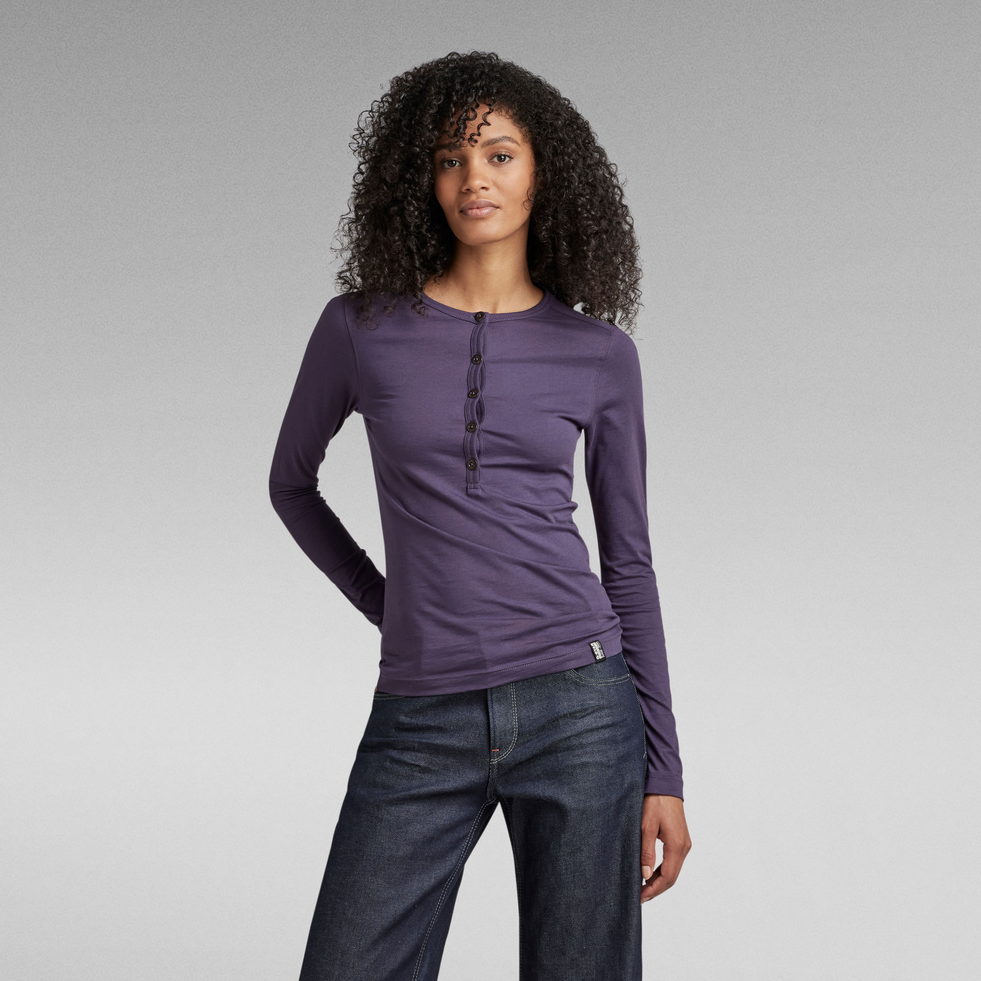 G-Star RAW Essential Henley Slim Top - Paars - Dames