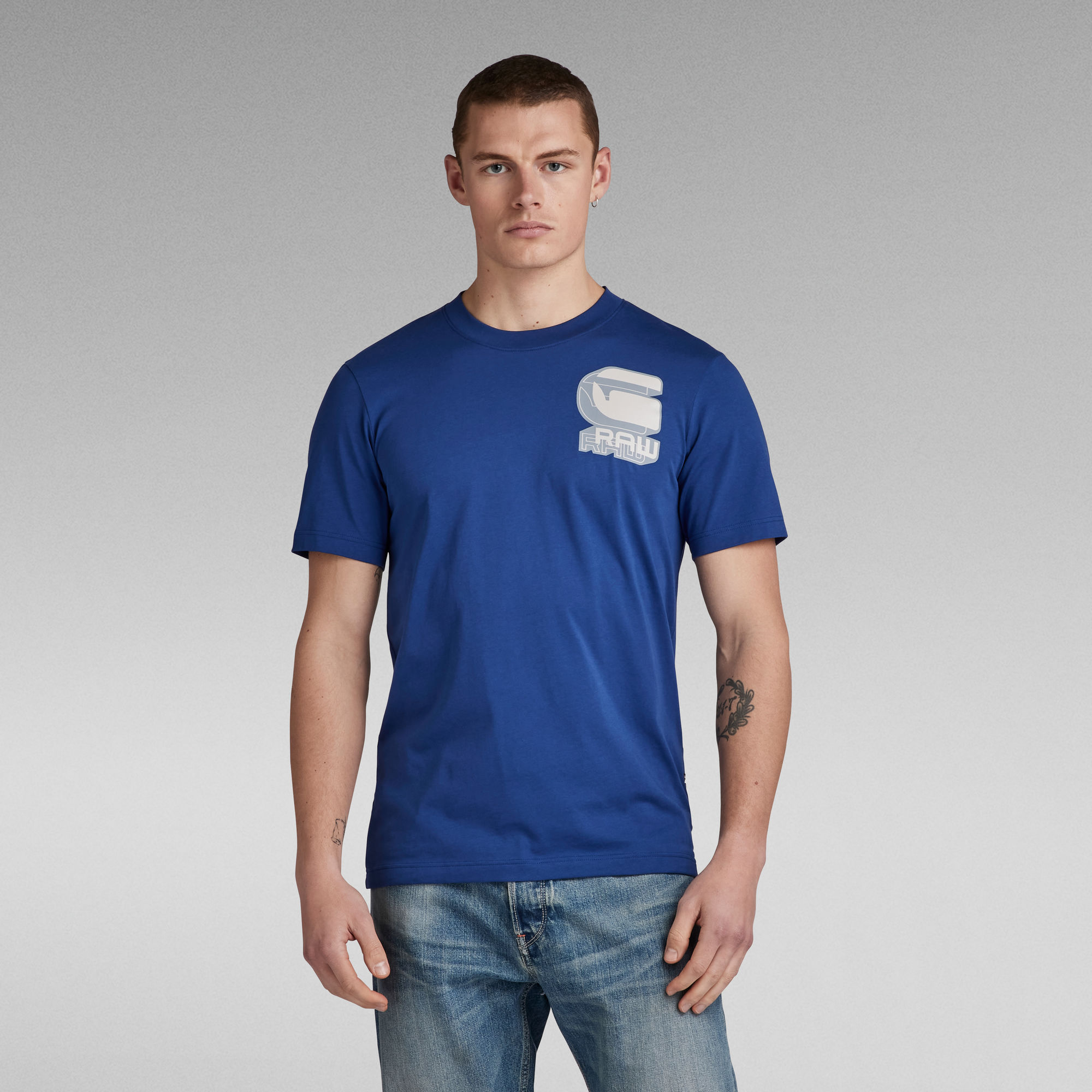 G-Star RAW Shadow Graphic Slim T-Shirt - Midden blauw - Heren