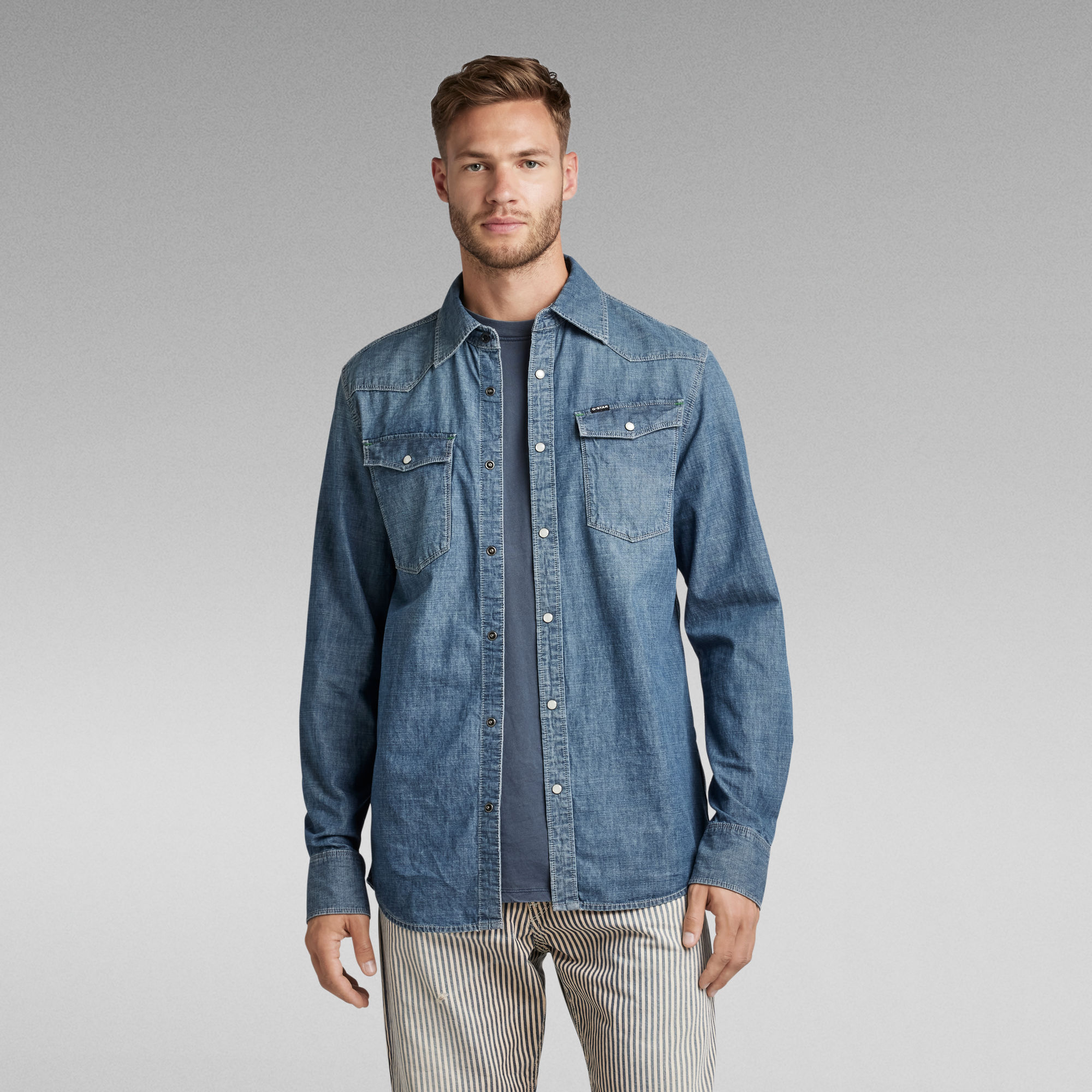 G-Star RAW 3301 Regular Shirt Evergreen - Midden blauw - Heren