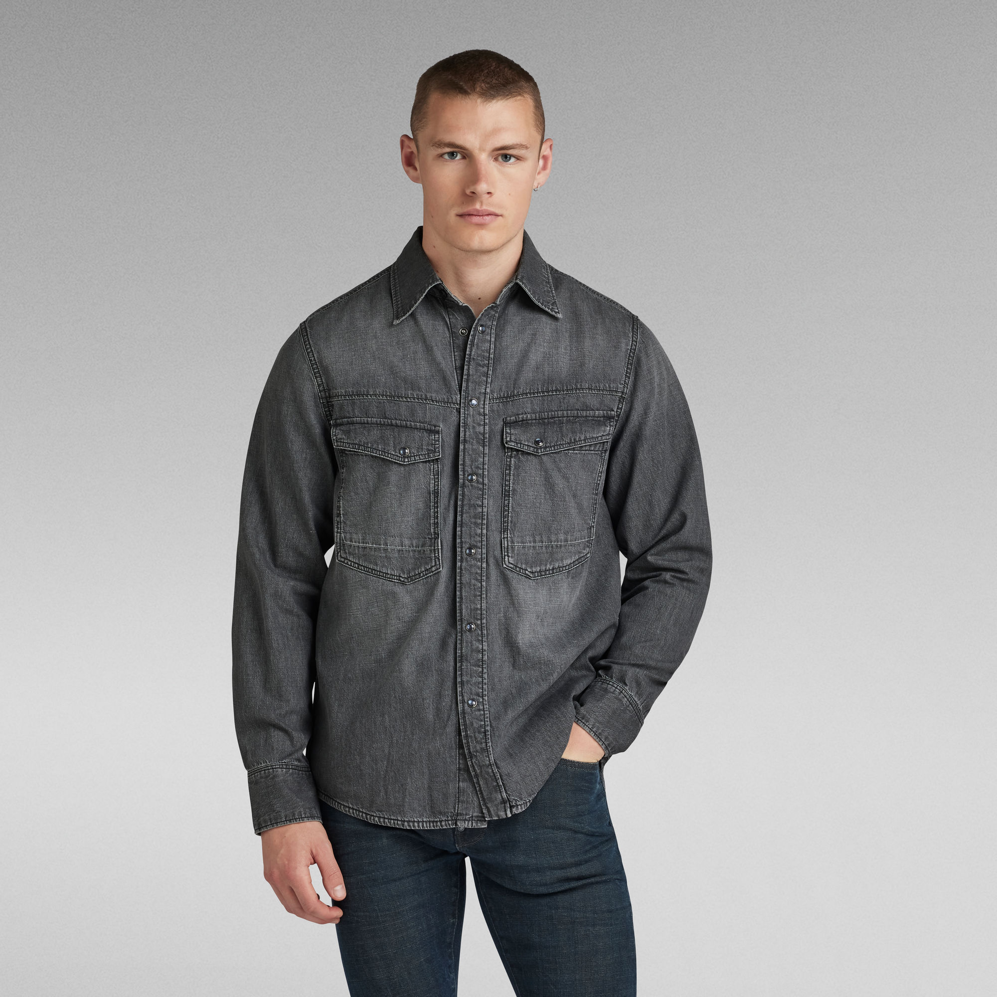 G-Star RAW Unisex Dakota Regular Shirt - Grijs - Heren