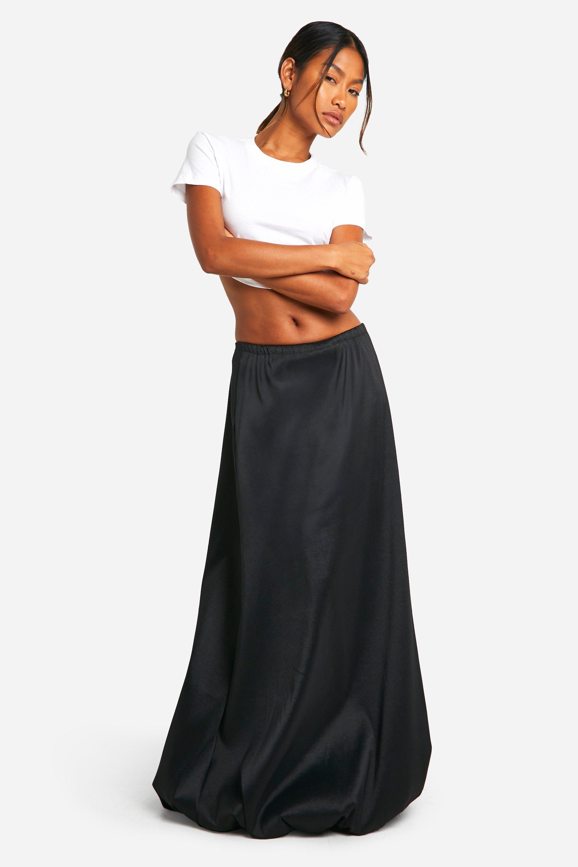 Boohoo Maxi Rok Met Structuur En Pofmouwen, Black