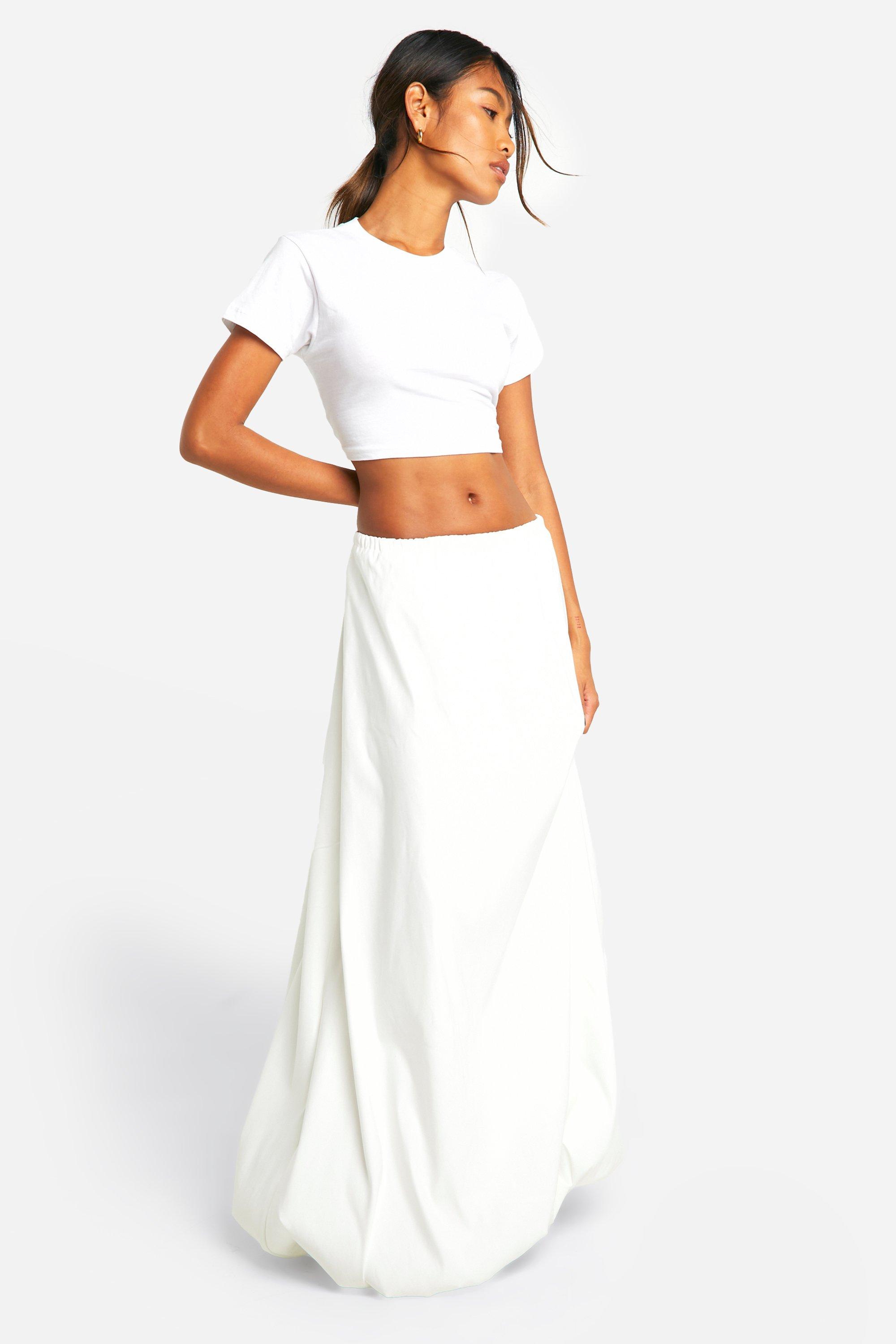 Boohoo Maxi Rok Met Structuur En Pofmouwen, White