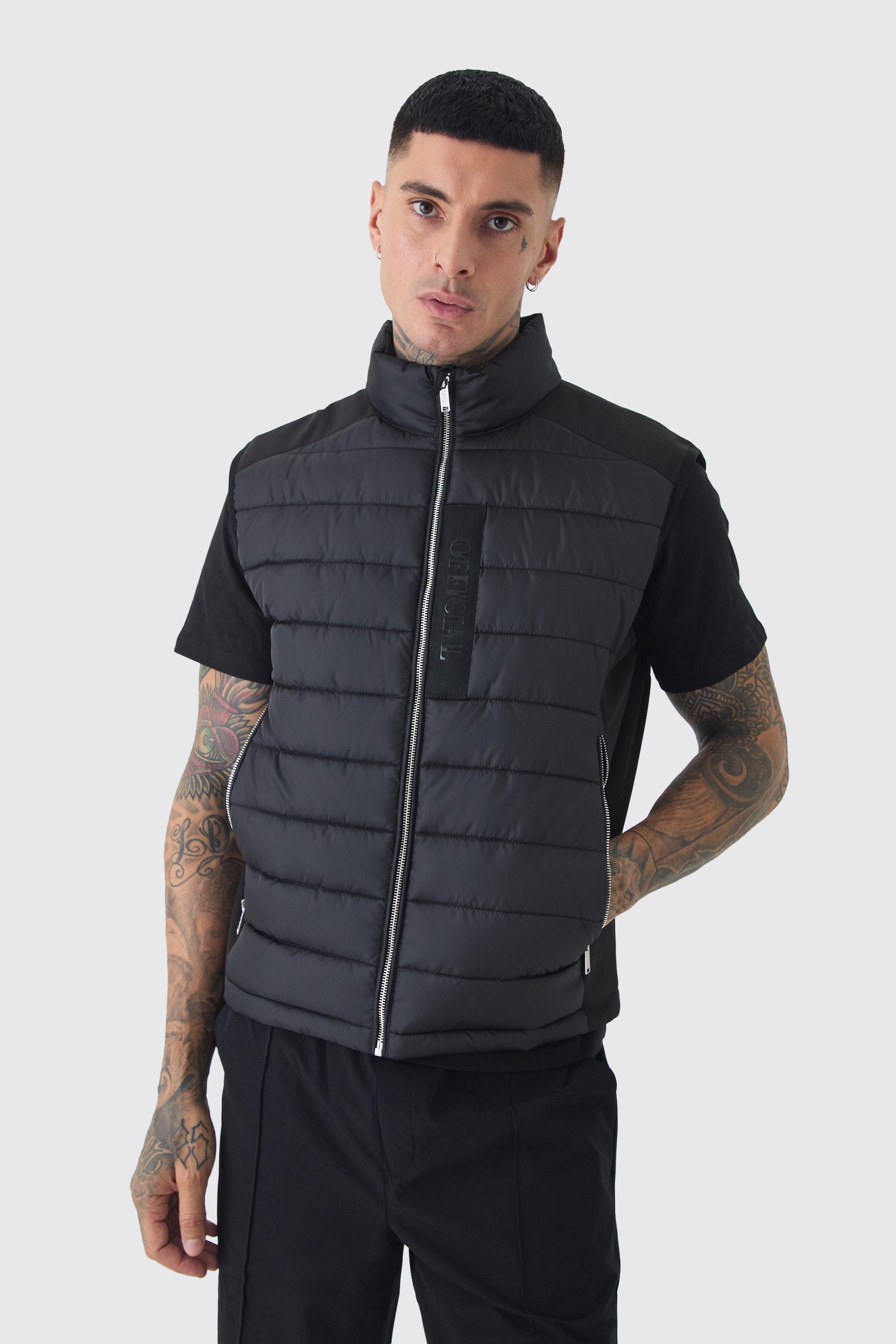 Boohoo Tall Gewatteerde Official Bodywarmer Met Hoge Kraag In Zwart, Black