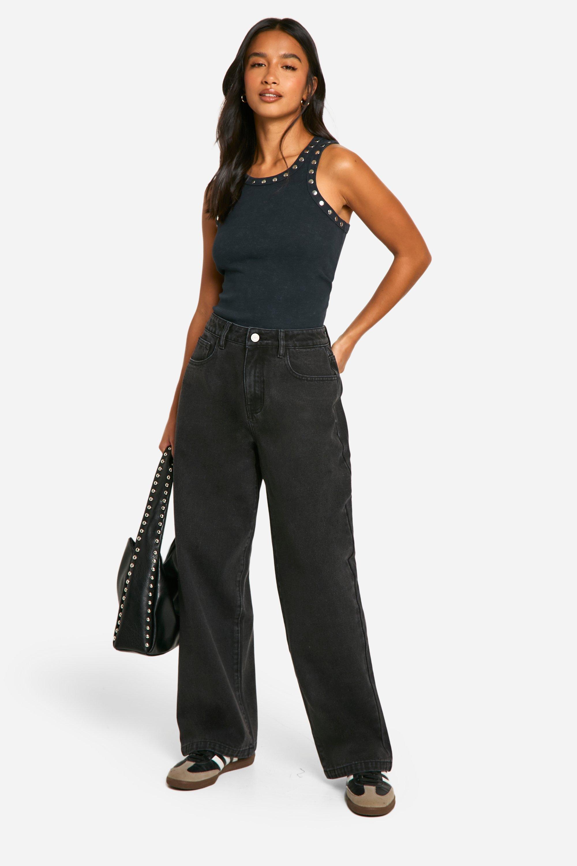 Boohoo Petite Basic Boyfriend Jeans, Black