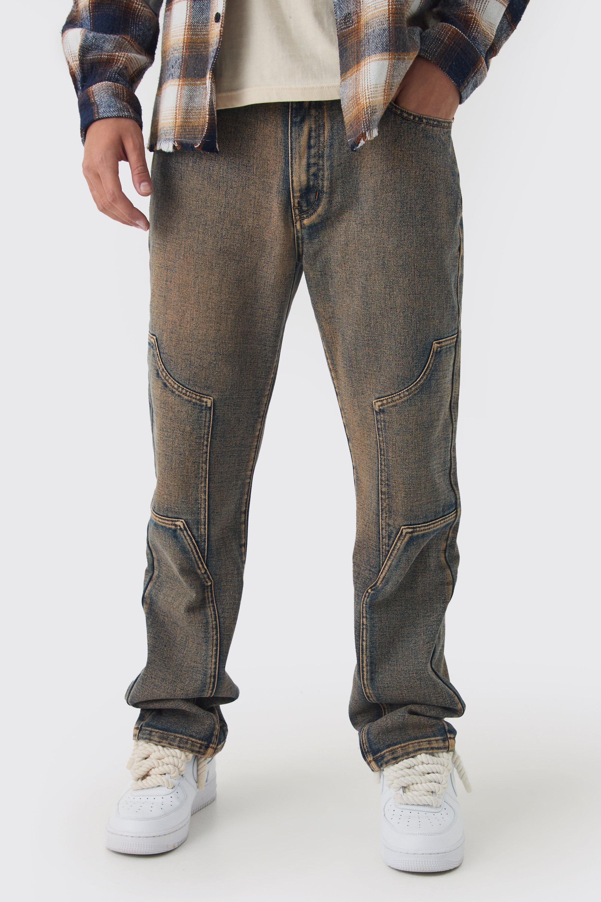 Boohoo Jeans Met Rechte Pijpen En Paneel, Vintage Wash