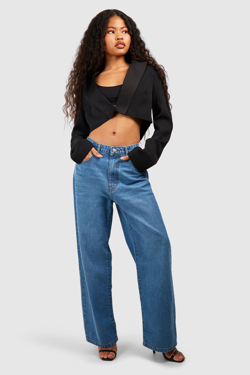 Boohoo The Petite Mom Jeans, Mid Blue