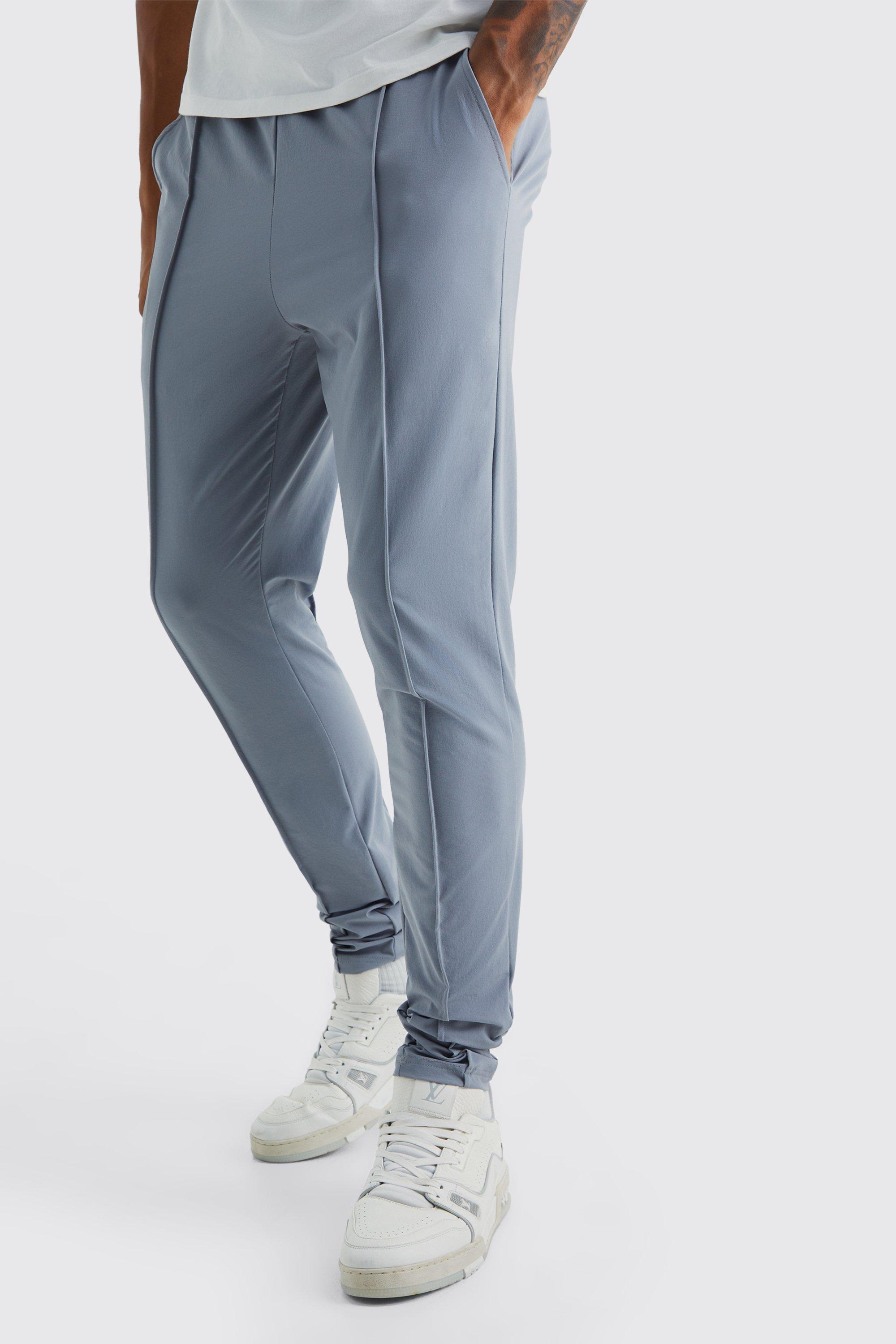 Boohoo Tall Dunne Elastische Stretch Skinny Fit Broek Met Biezen, Light Grey