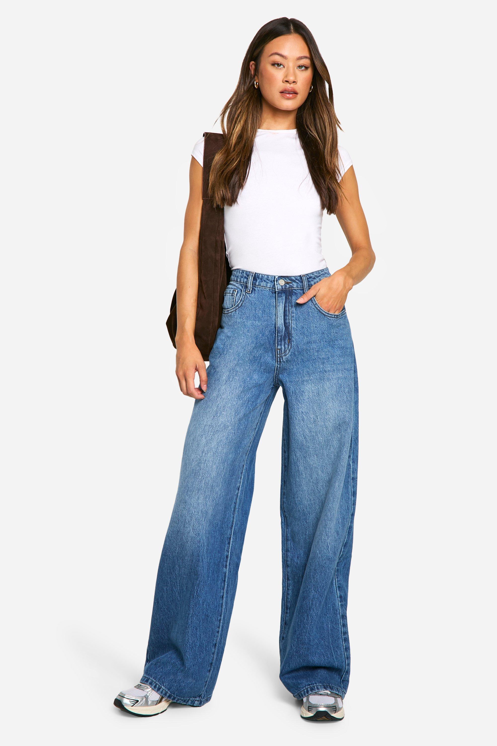 Boohoo The Tall High Rise Wide Leg Jeans, Blue