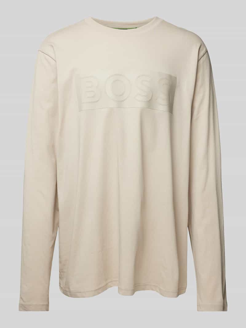 BOSS Green Shirt met lange mouwen en labelprint, model 'Togn'