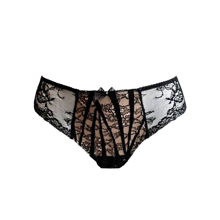 AMBRA lingerie Black Swan Brazilian bruin/zwart met bandjes en kant