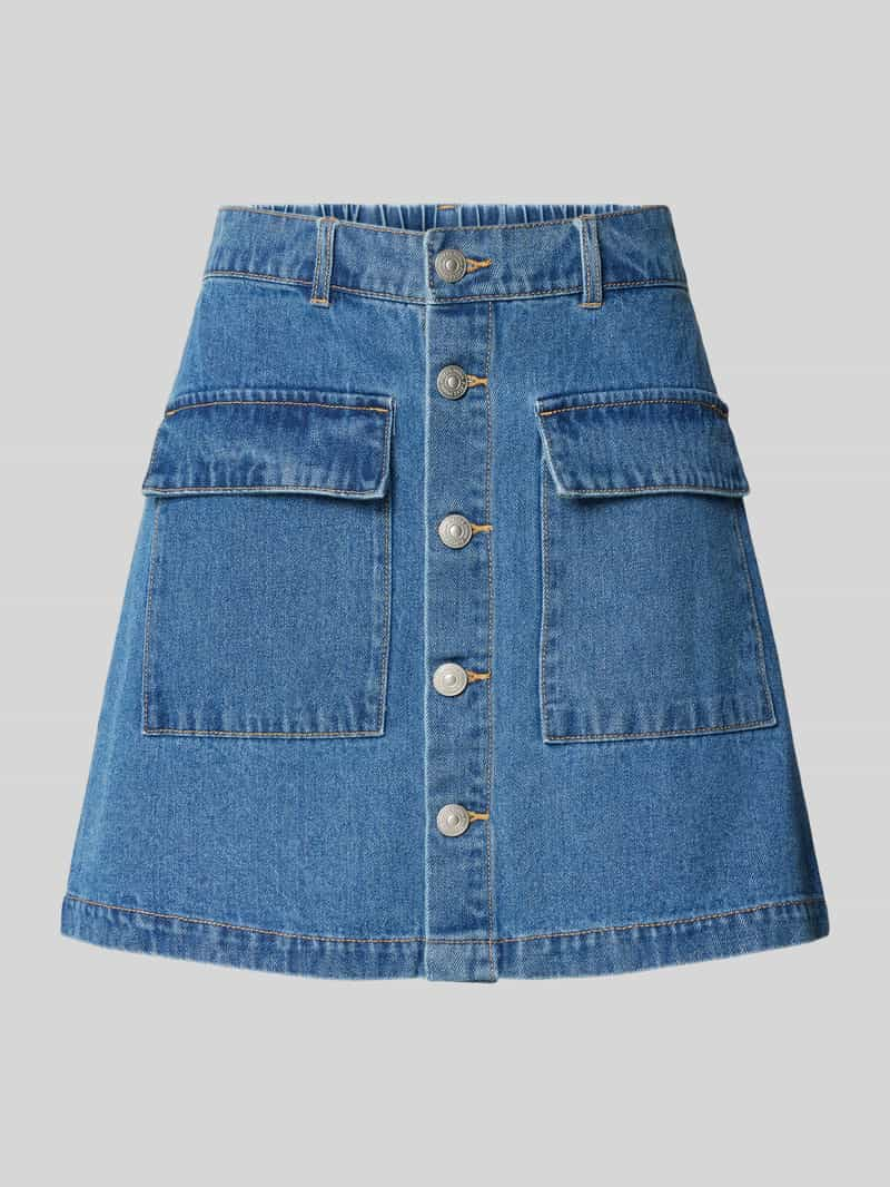 Pieces Mini-jeansrok van puur katoen met knoop aan de voorkant, model 'CHRISSY'