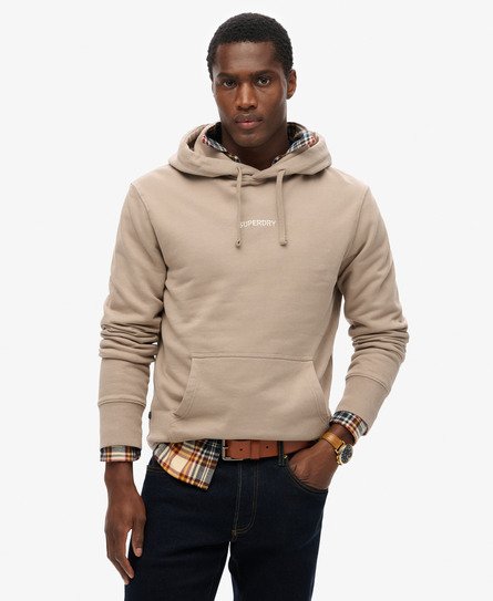 Superdry Mannen Hoodie met Losse Pasvorm en Klein Logo Beige