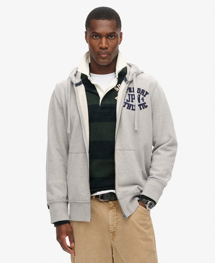 Superdry Mannen Vintage Athletic Zip Hoodie Lichtgrijs