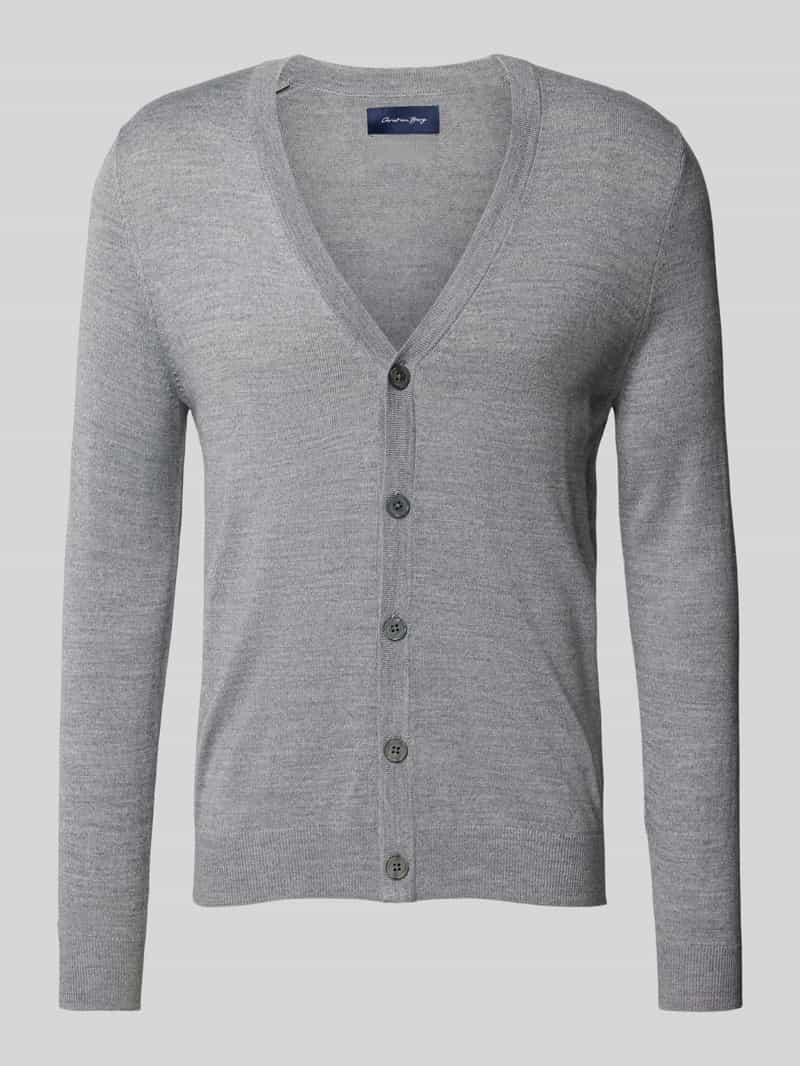 Christian Berg Men Slim fit cardigan van wolmix met V-hals