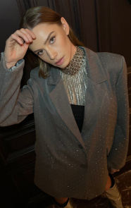 The Musthaves Party: Luxury Strass Blazer Grijs