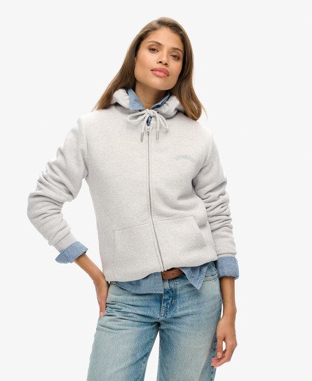 Superdry Vrouwen Hoodie met Rits en Borgvoering Lichtgrijs