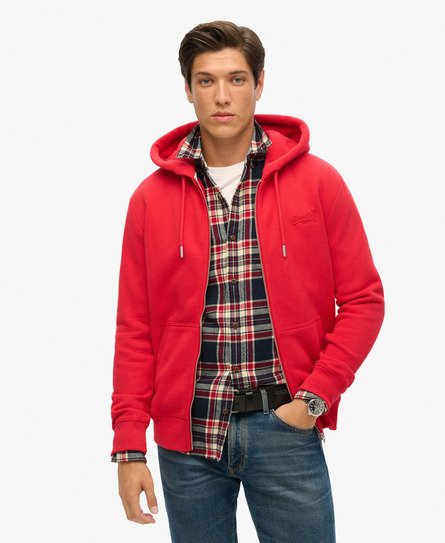 Superdry Mannen Essential Logo Hoodie met Rits Rood