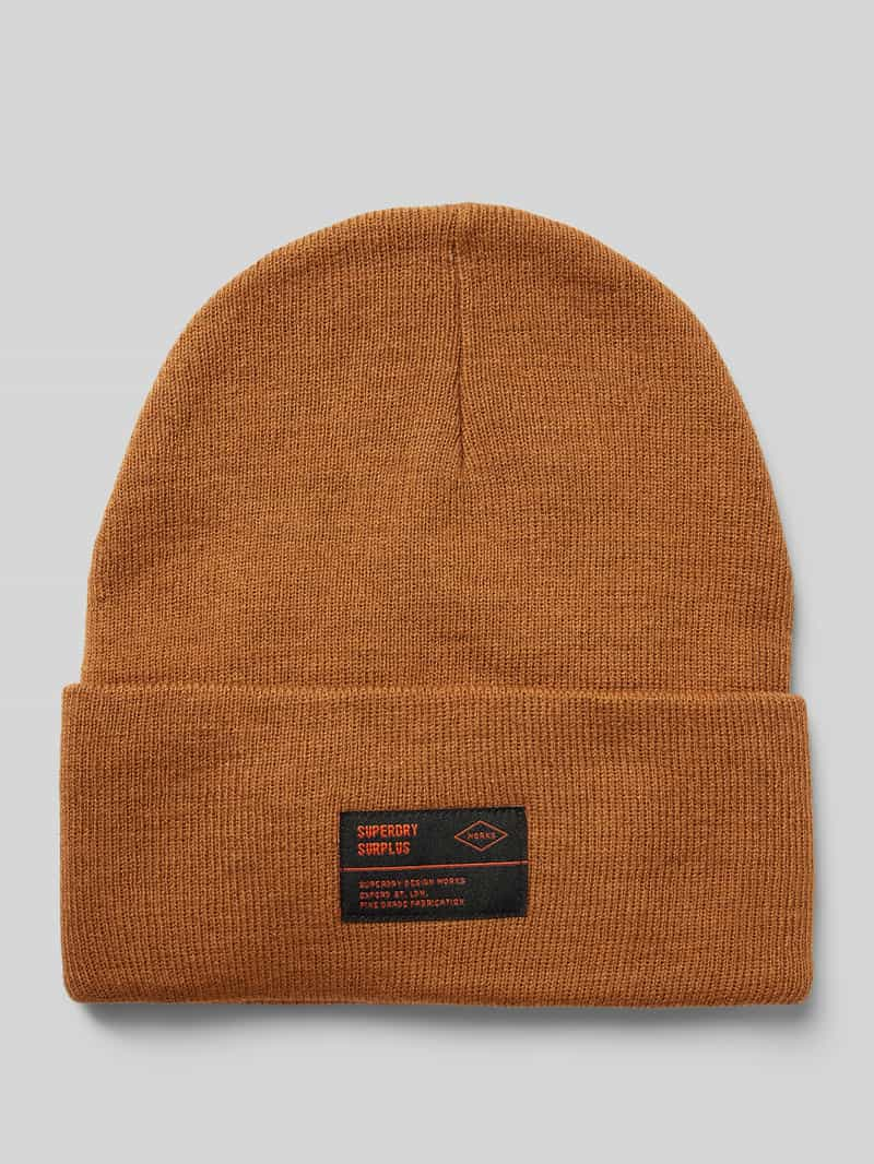 Superdry Beanie met labelpatch, model 'WORKWEAR'