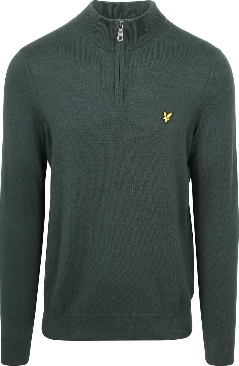 Lyle and Scott Lyle & Scott Half Zip Pullover Merinowol Donkergroen