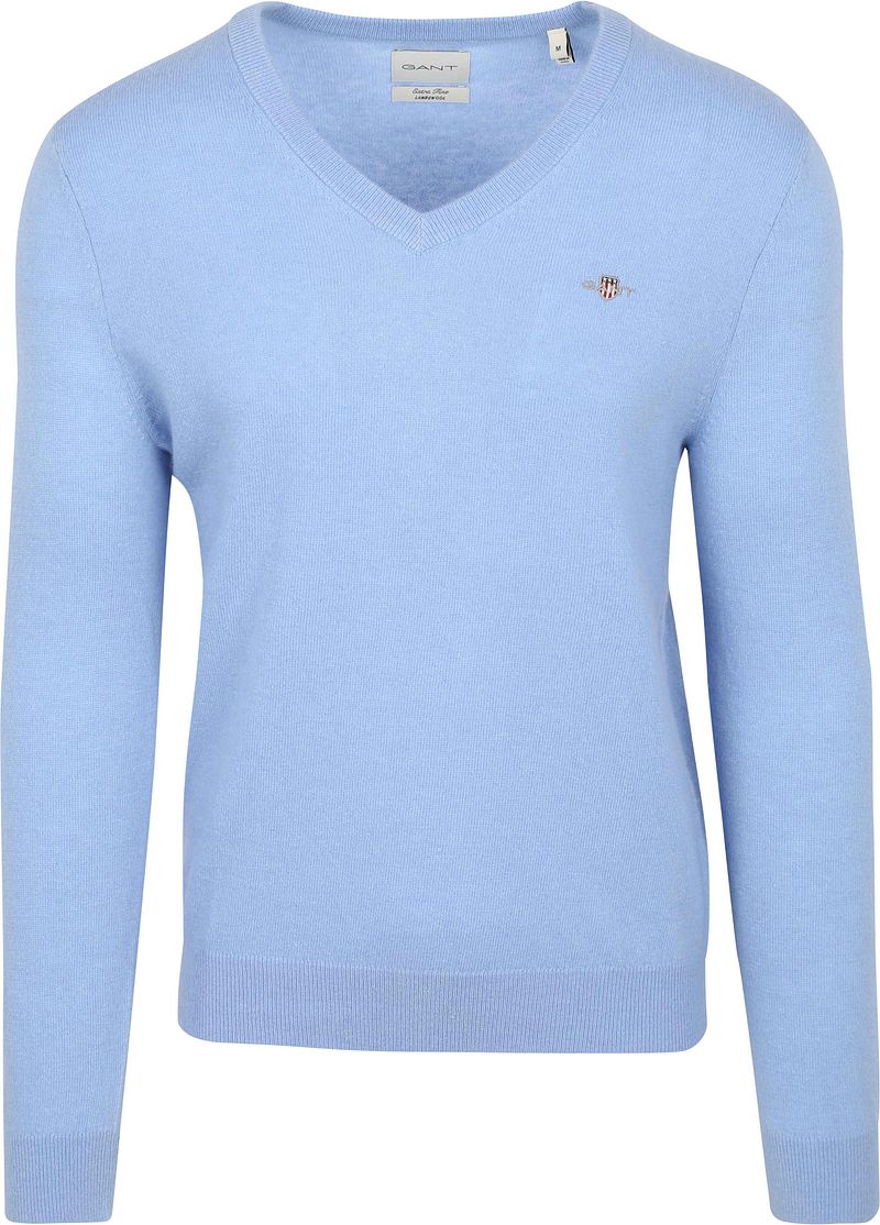 Gant Pullover V-Hals Woolblend Lichtblauw