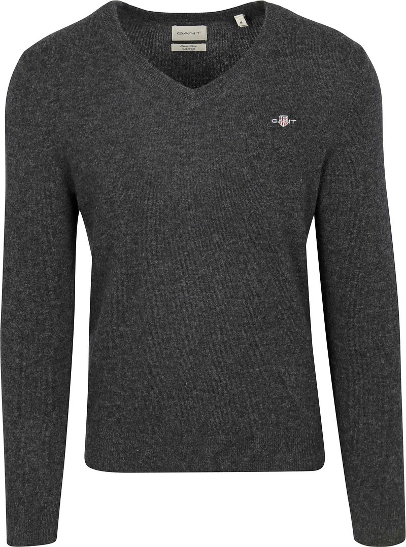 Gant Pullover V-Hals Woolblend Antraciet