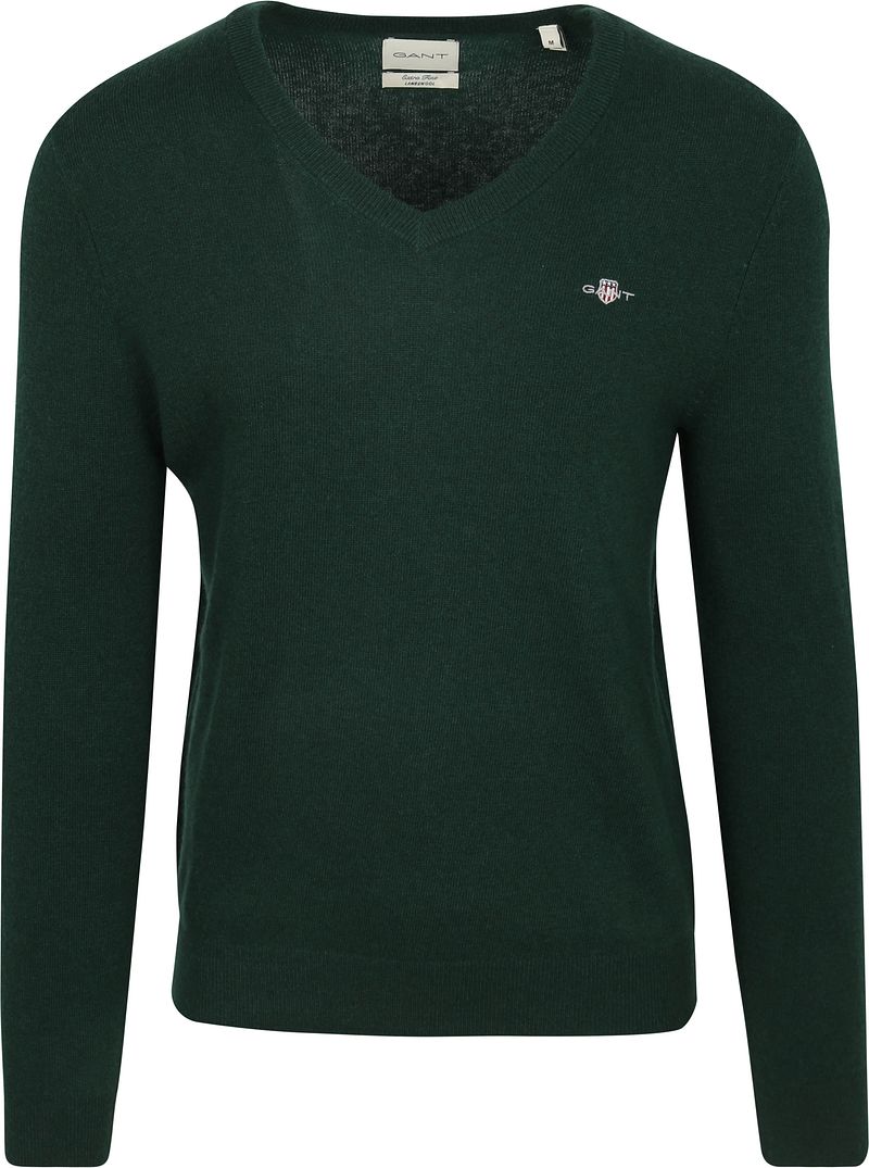 Gant Pullover V-Hals Woolblend Donkergroen