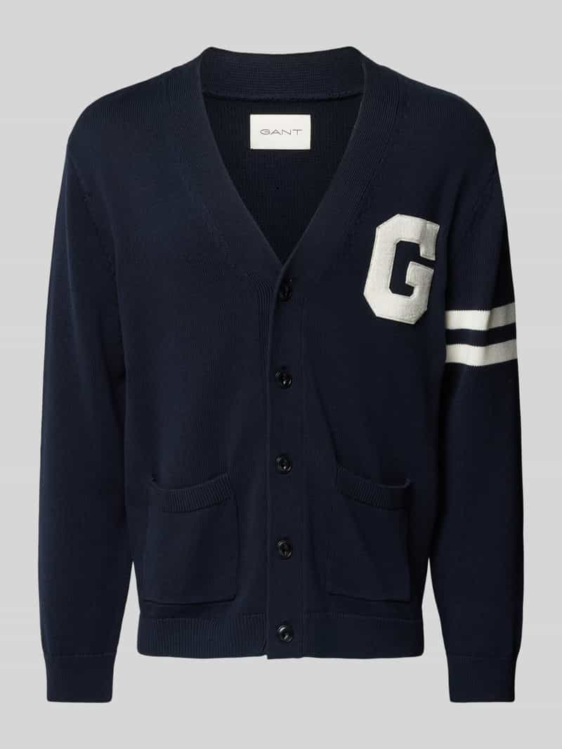 Gant Gebreid jack met labelpatch