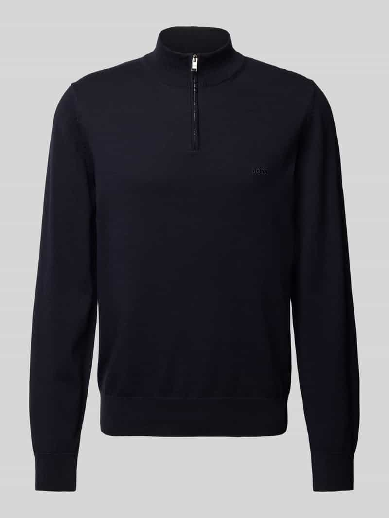 Boss Gebreide pullover met korte ritssluiting, model 'Padro'