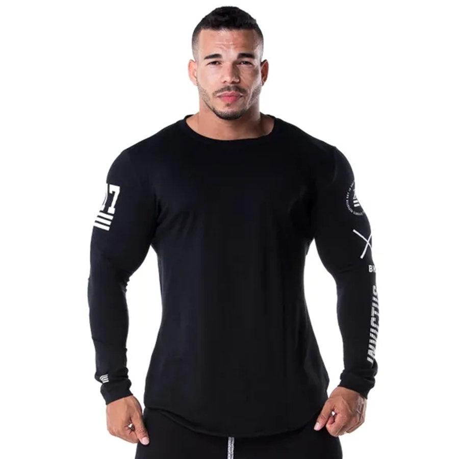 Gym Sports Apparel Heren Skinny T-shirt met lange mouwen Casual t-shirt Gym Fitness Tees Tops Running Sport Sneldrogende kleding XL