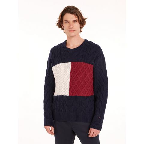 Tommy Hilfiger Trui met ronde hals CABLE FLAG SWEATER