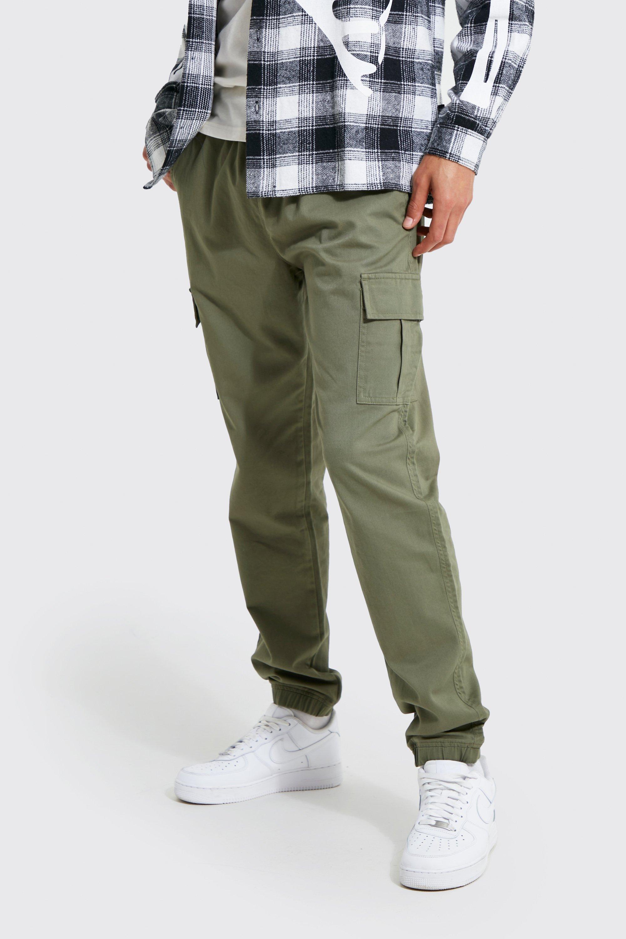 Boohoo Tall Slim Fit Cargo Broek, Khaki