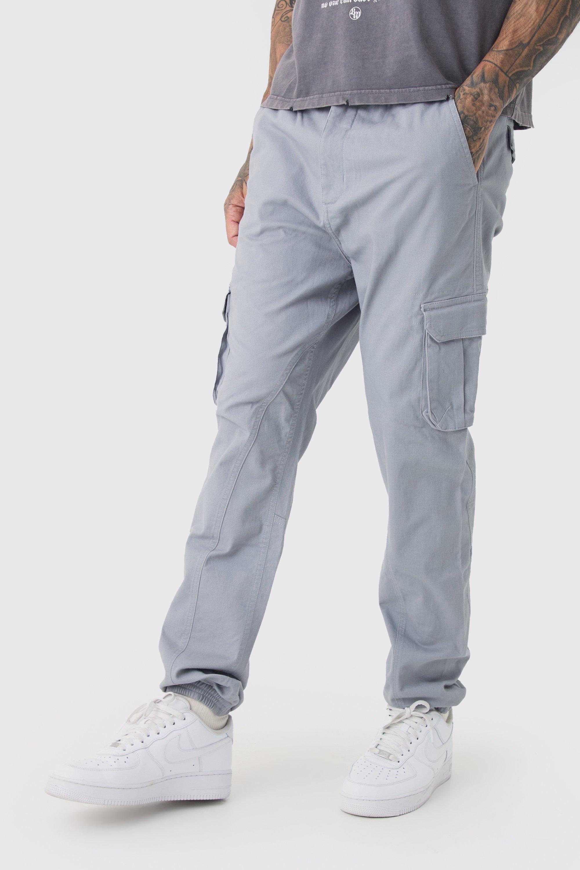 Boohoo Tall Slim Fit Cargo Joggingbroek Met Touwtjes En Gusset, Grey