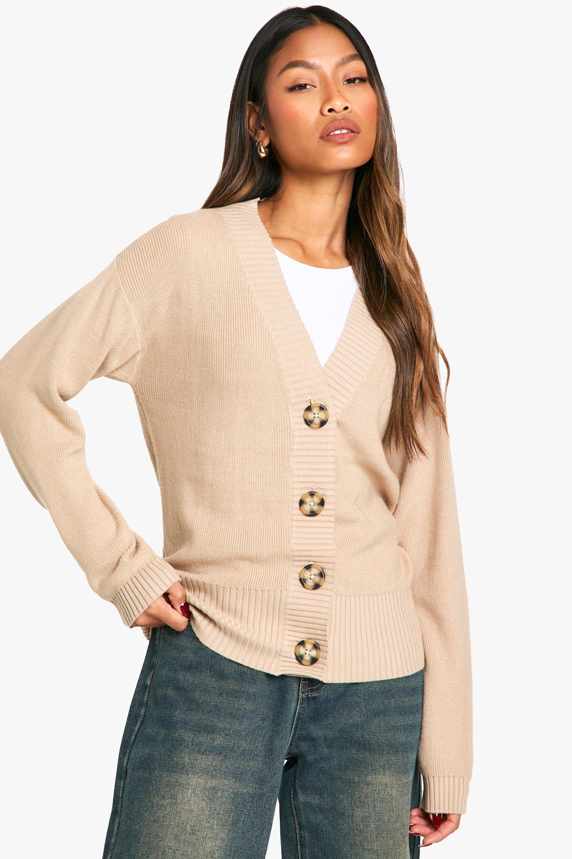 Boohoo Oversized Geribbelde Premium Gebreide Baggy Cardigan, Oatmeal