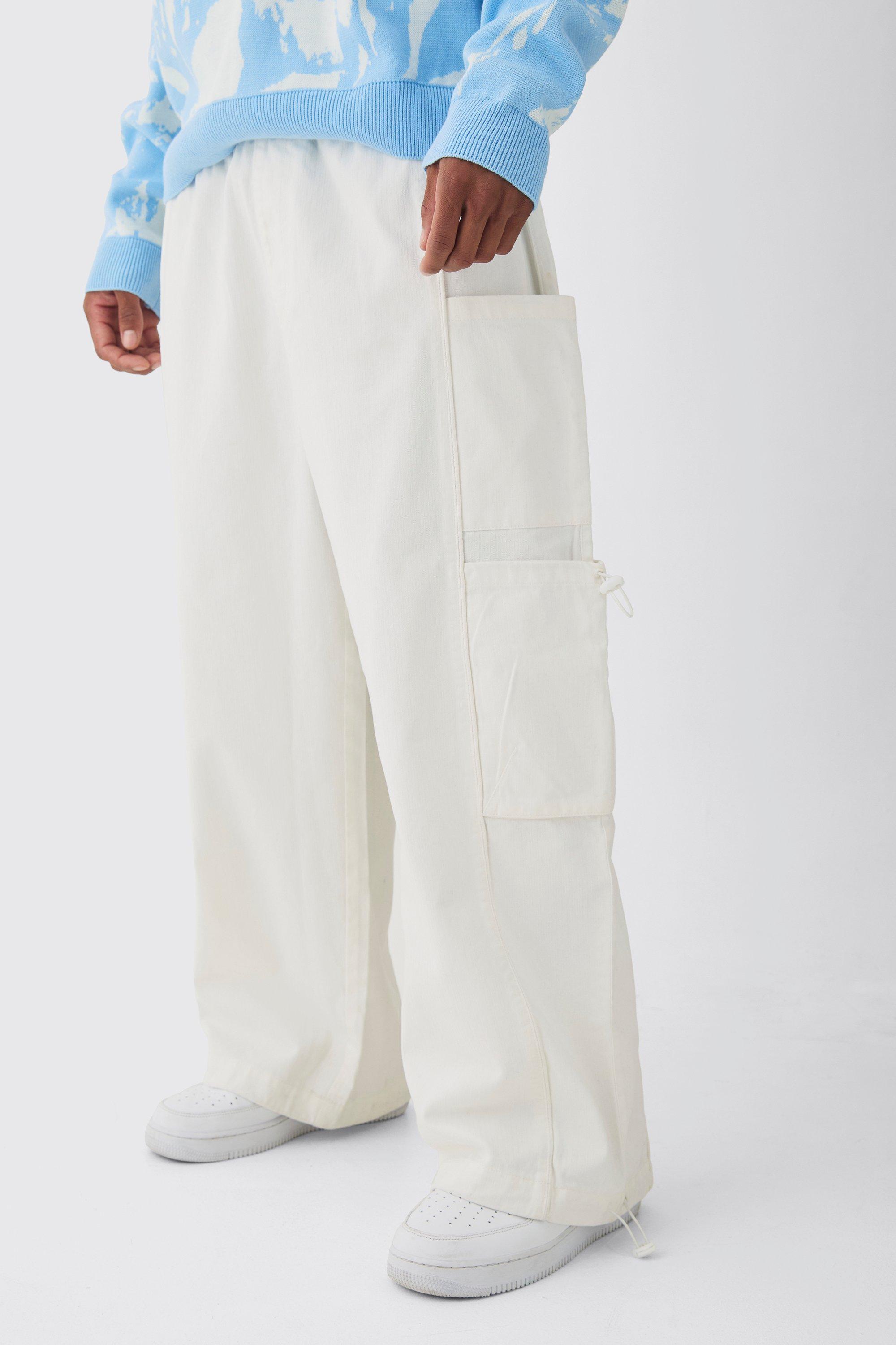 Boohoo Parachute Cargo Broek Met Elastische Taille, Ecru