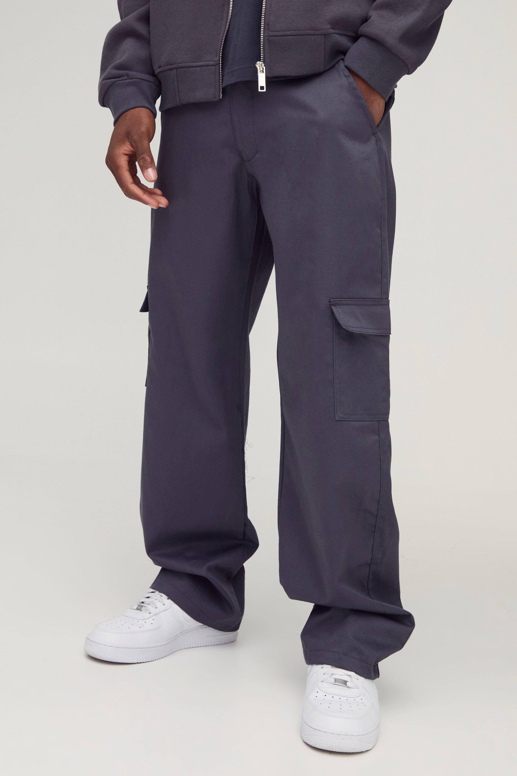 Boohoo Baggy Cargo Broek Met Tailleband, Dark Grey