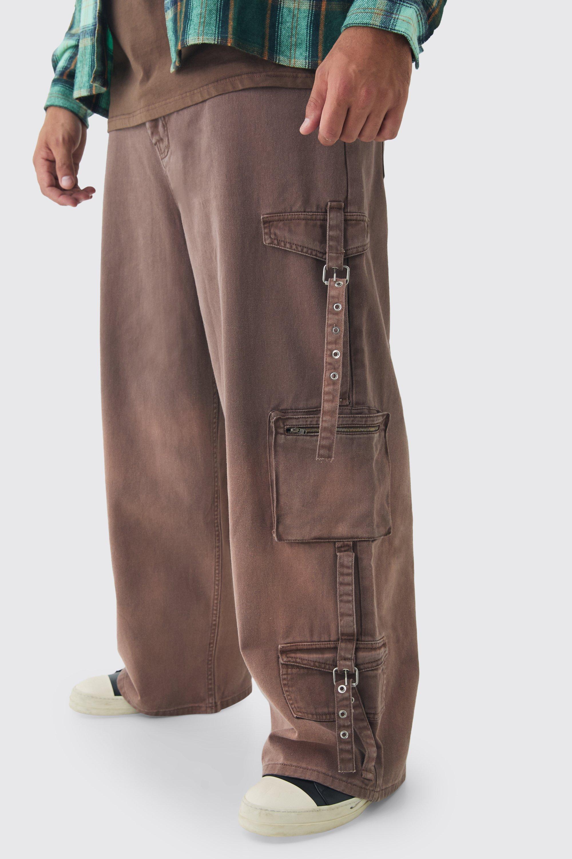 Boohoo Plus Baggy Ombre Cargo Broek, Chocolate