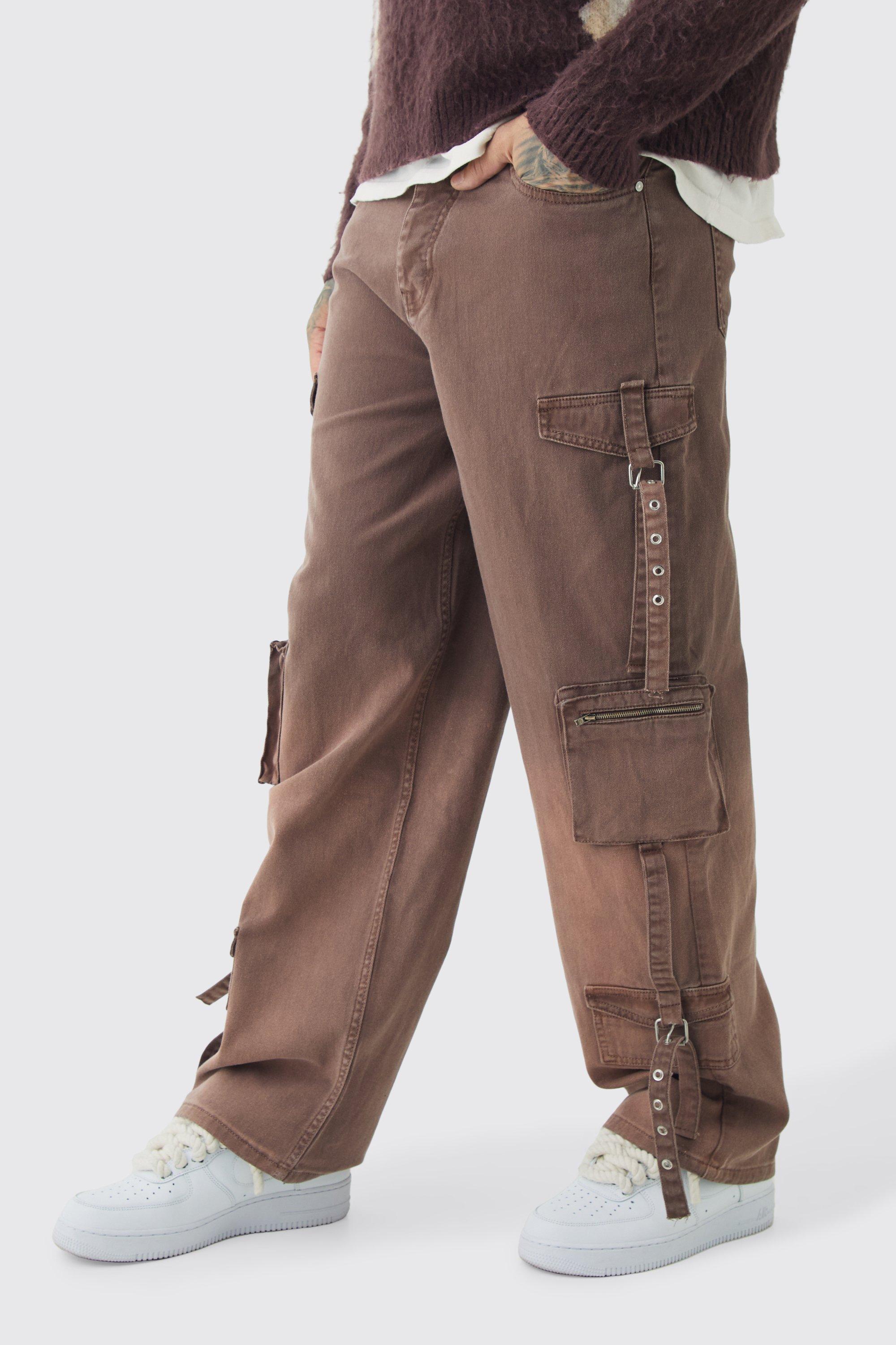 Boohoo Tall Baggy Ombre Cargo Broek, Chocolate