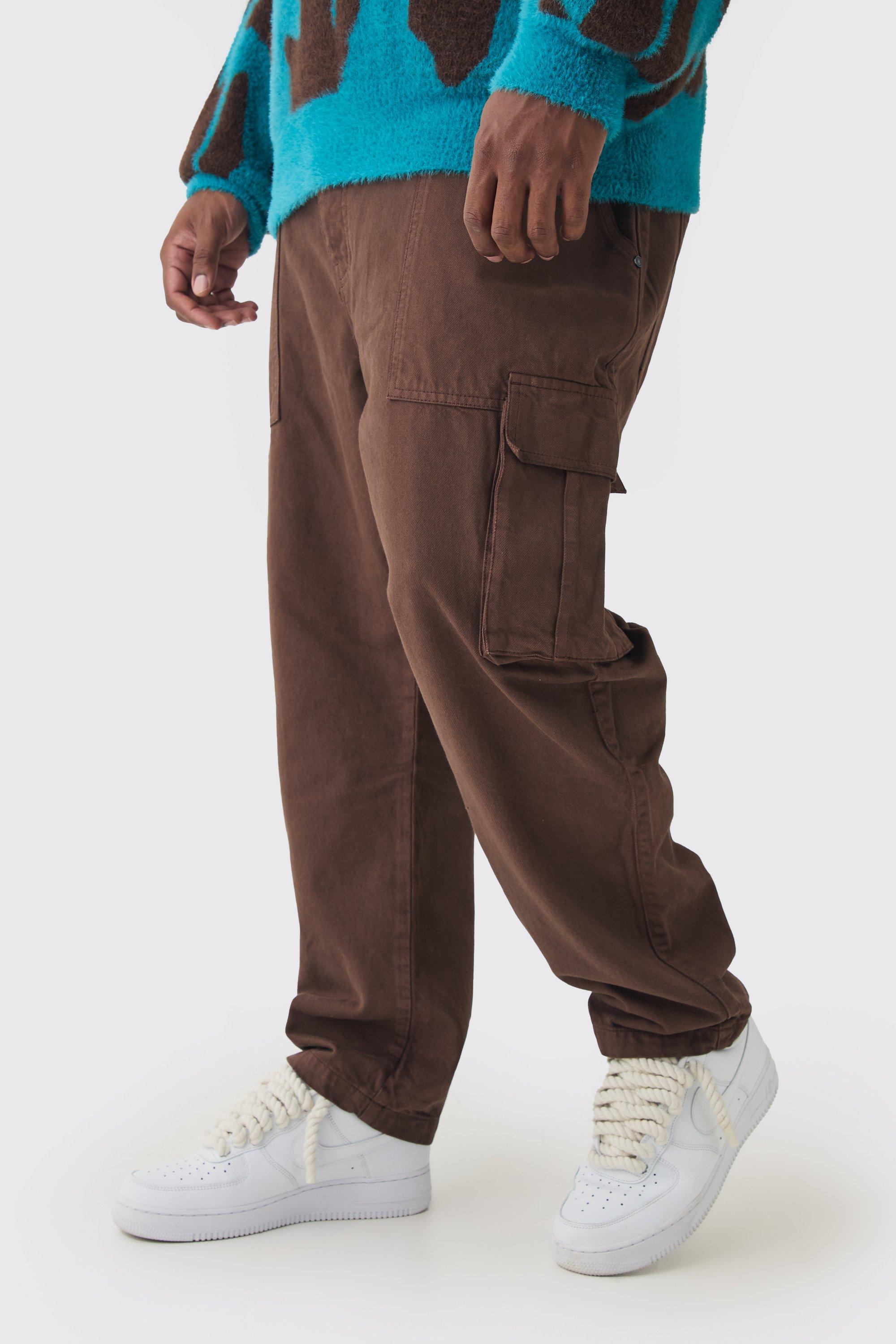 Boohoo Plus Toelopende Cargo Broek In Chocoladebruin, Chocolate