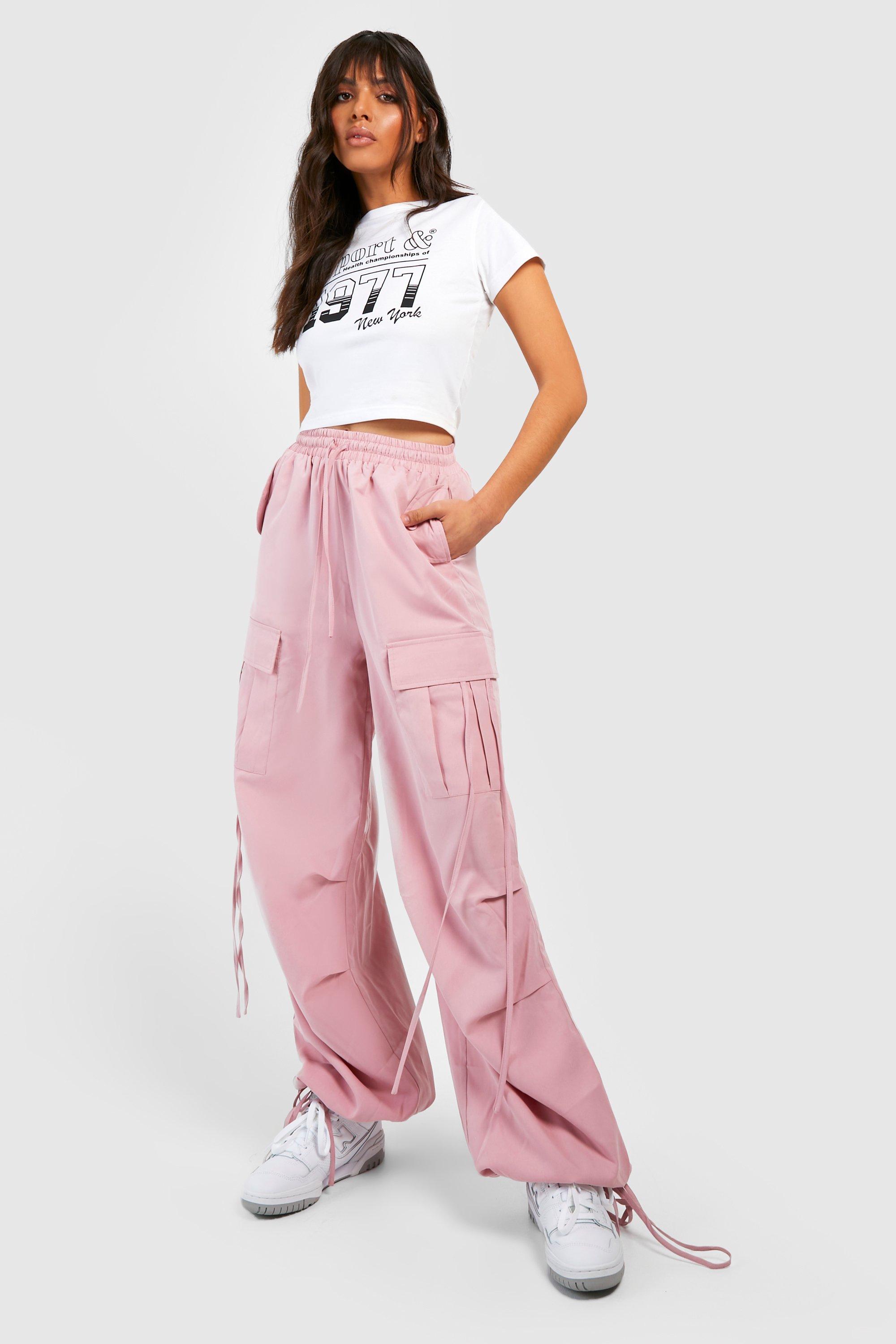 Boohoo Wide Leg Cargo Broek, Pink