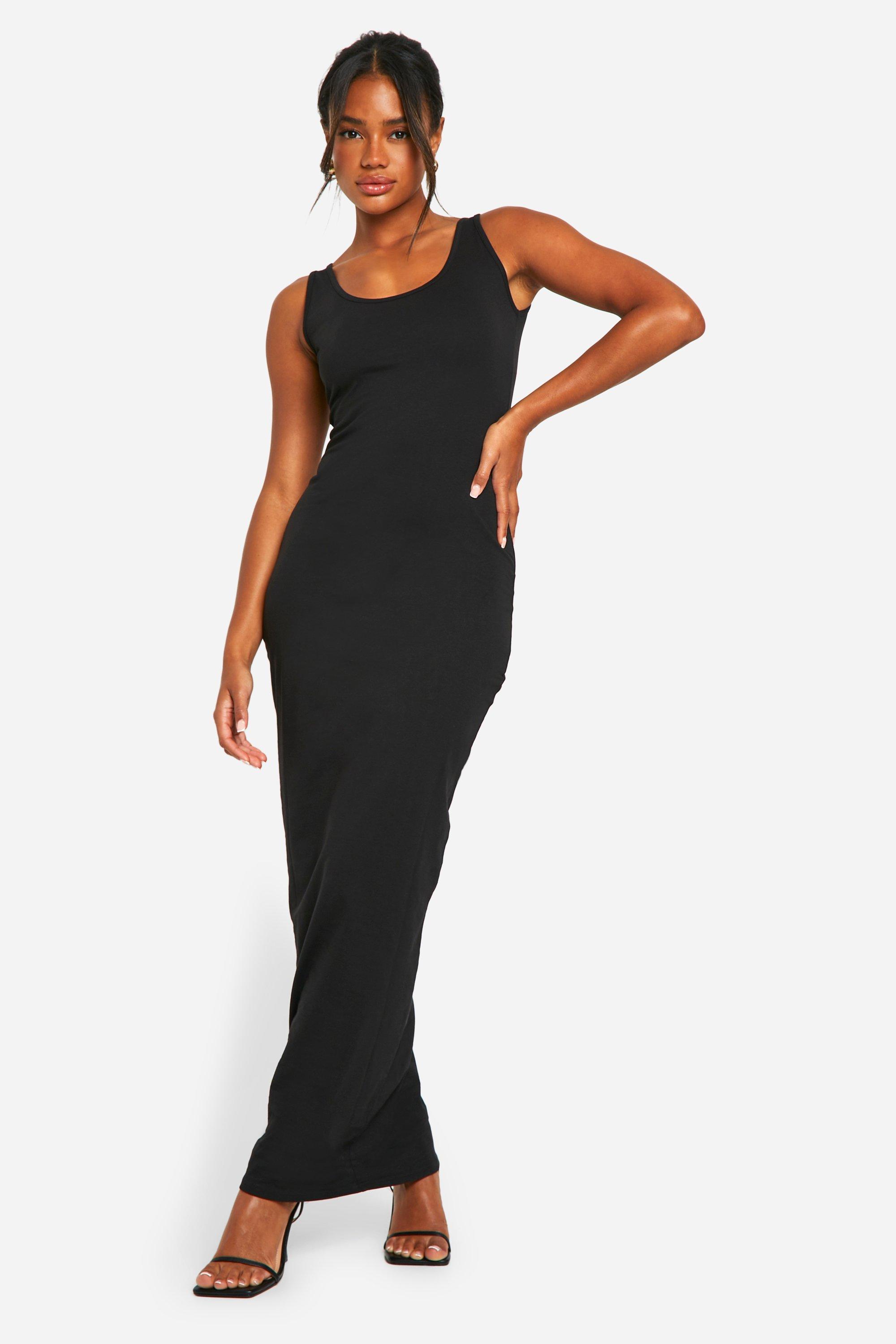 Boohoo Basic Maxi Jurk Met Lage Ronde Hals, Black