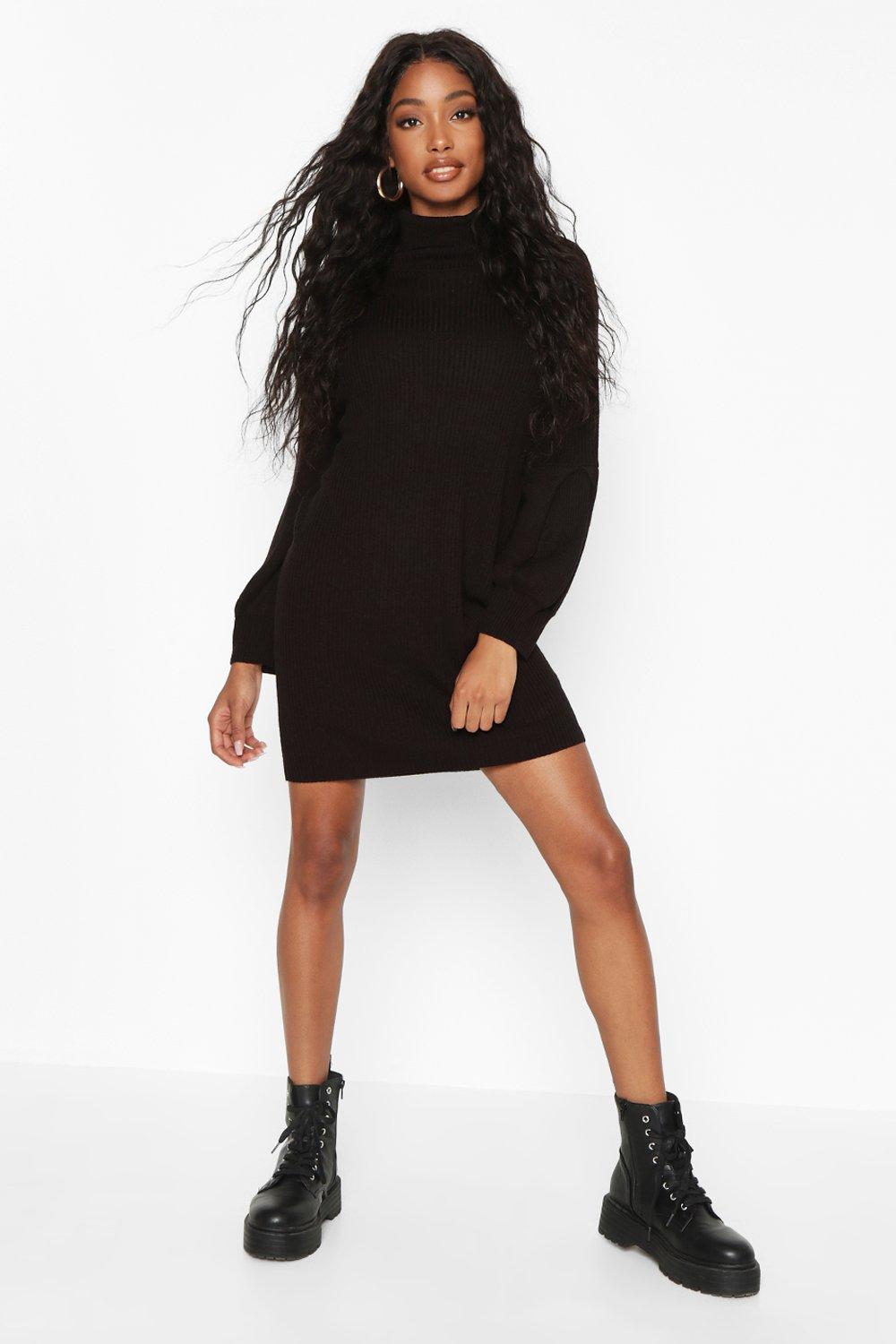 Boohoo Trui Jurk Met Col En Shirtmouwen, Zwart