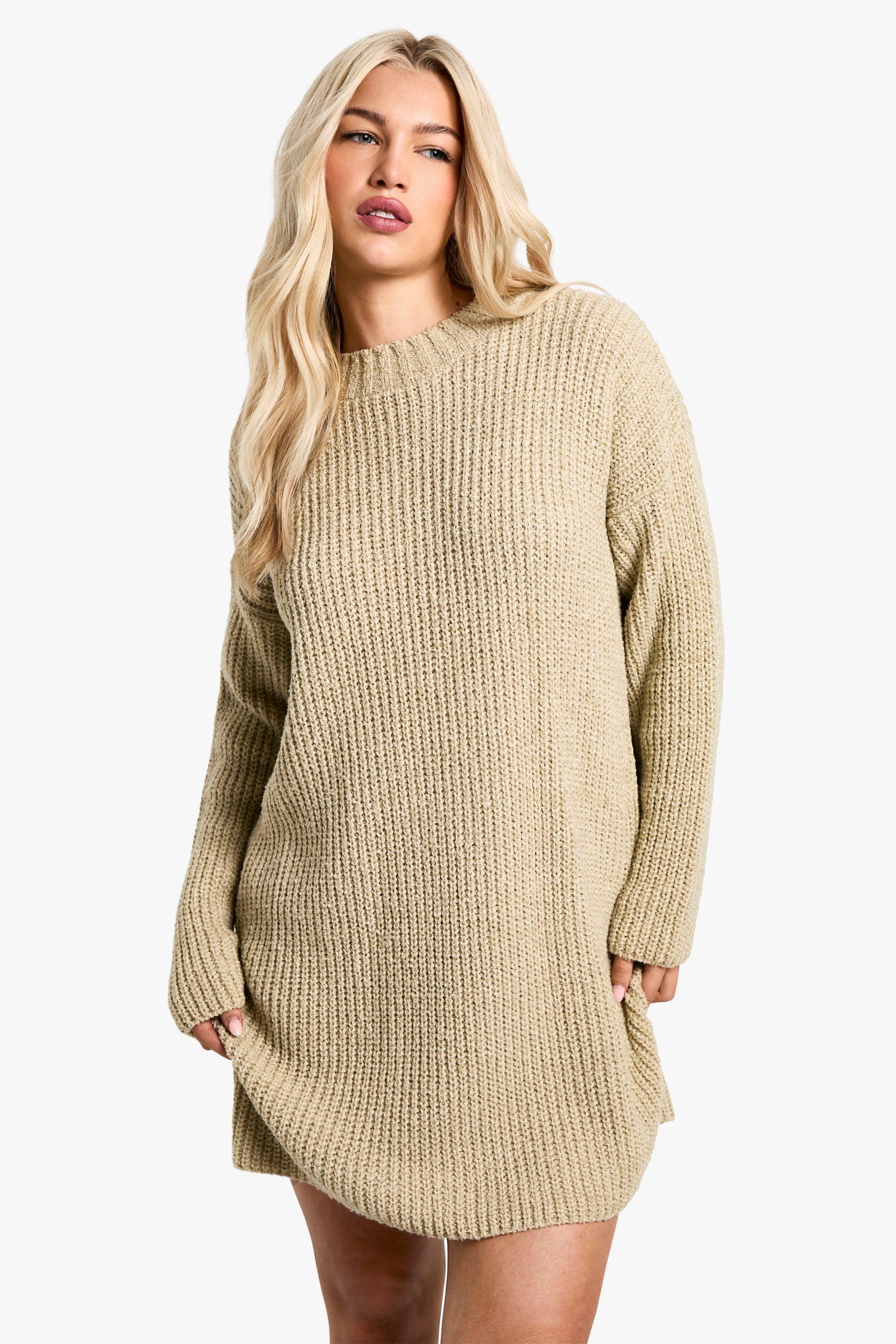 Boohoo Trui Jurk Met Crewneck, Oatmeal