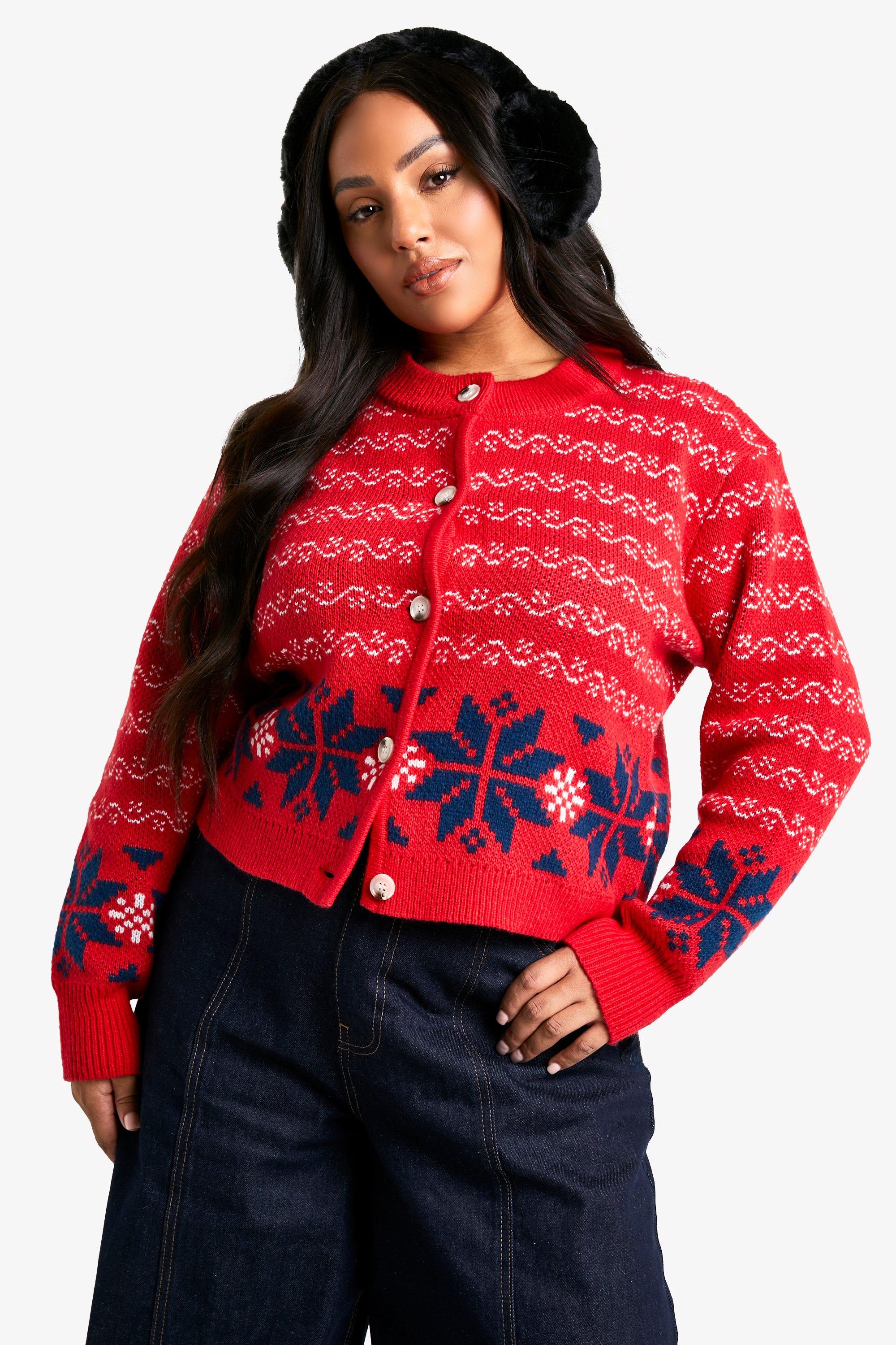 Boohoo Plus Gebreide Premium Cardigan, Red