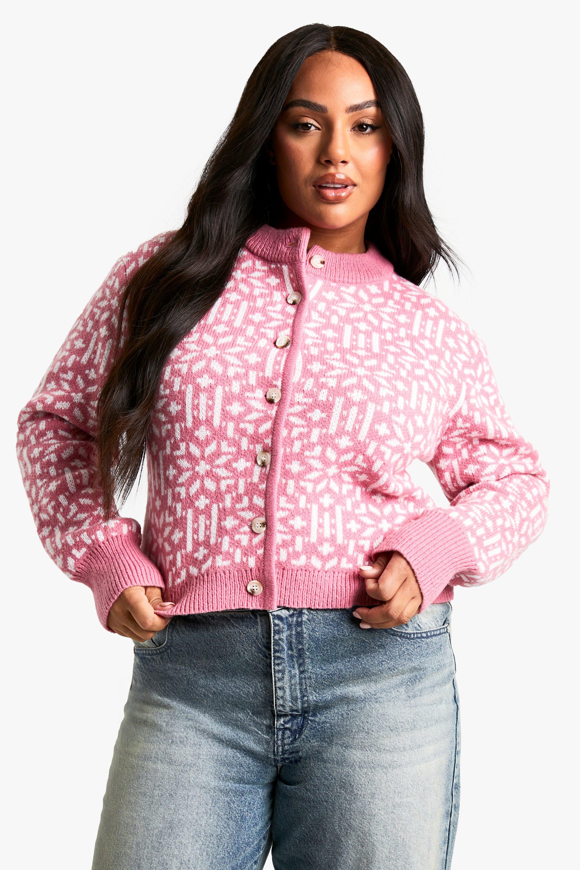 Boohoo Plus Gebreide Premium Cardigan, Pink