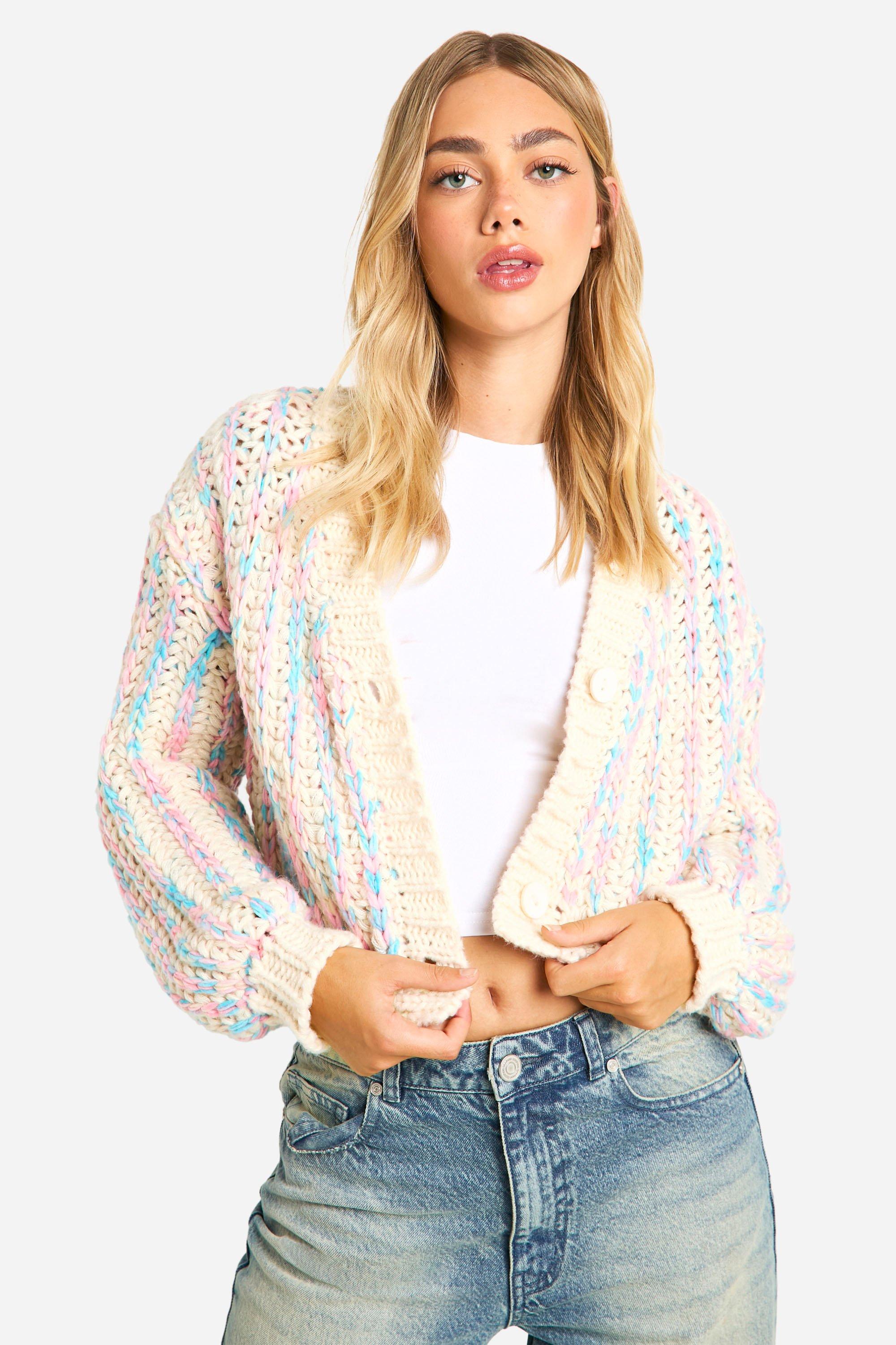 Boohoo Oversized Dikke Hand Gebreide Premium Cardigan, Blue