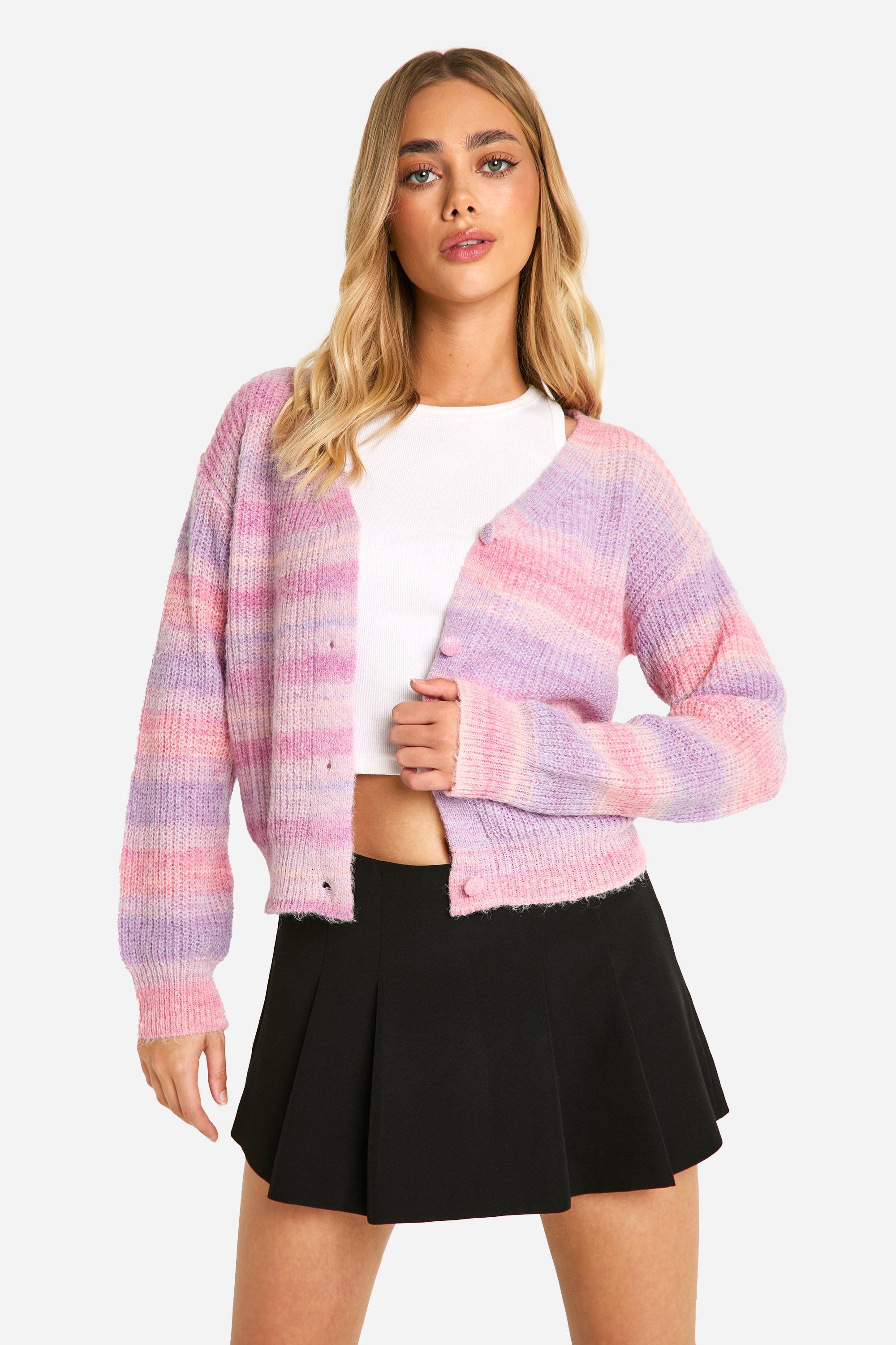 Boohoo Gebreide Gestreepte Dunne Cardigan, Pink