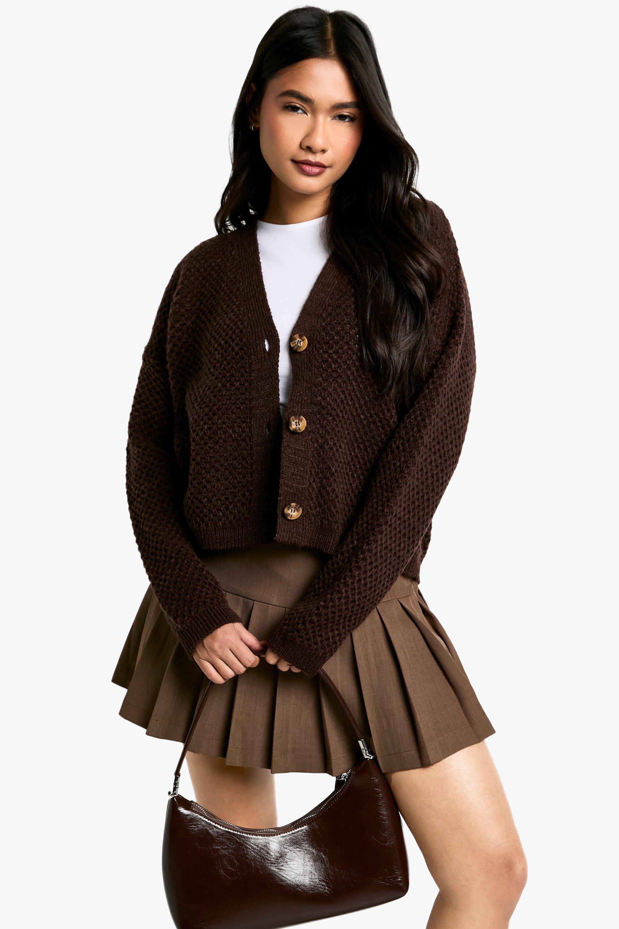 Boohoo Cardigan Met Knopen, Chocolate