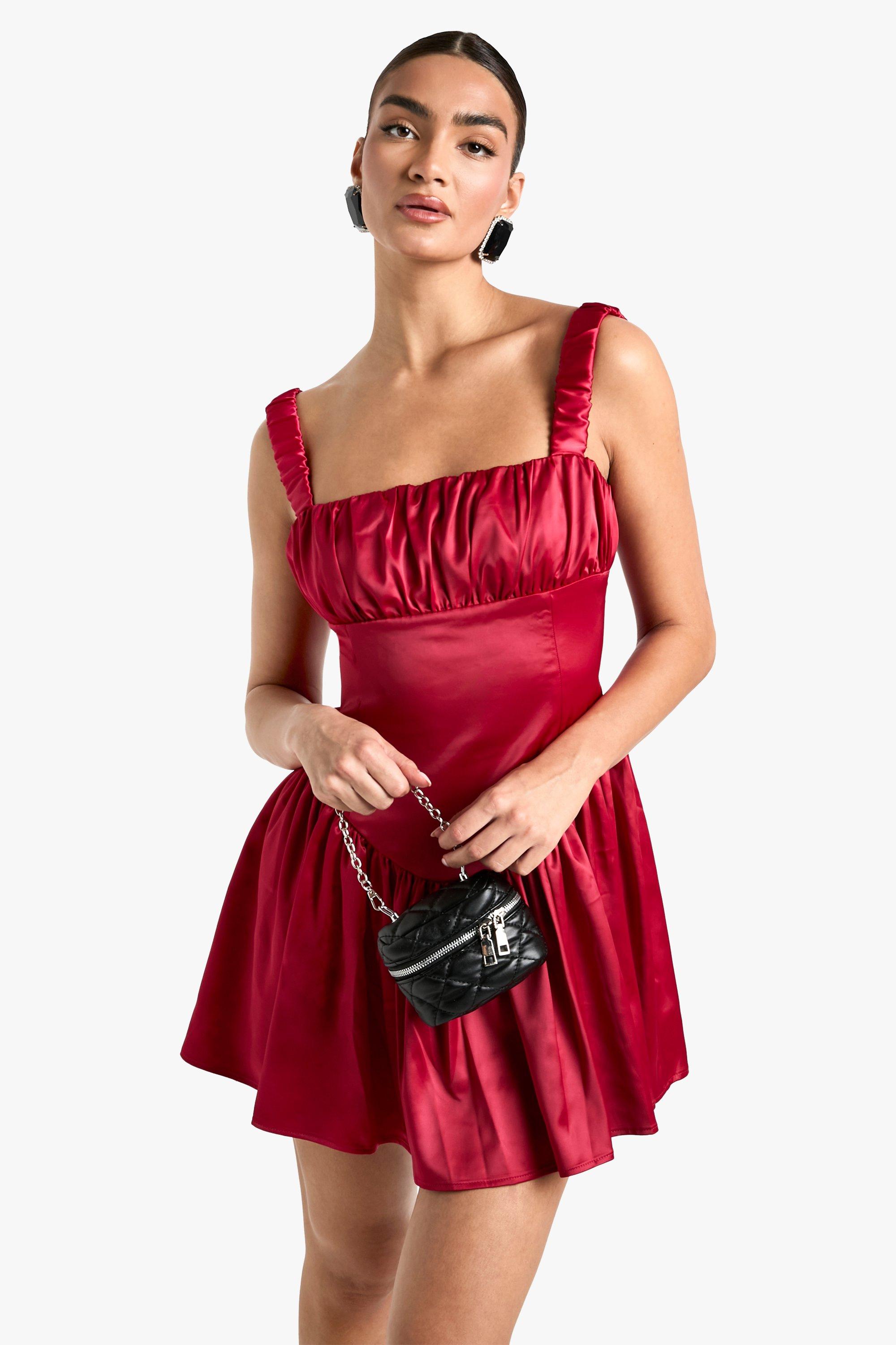 Boohoo Melkmeisjes Mini Jurk, Red