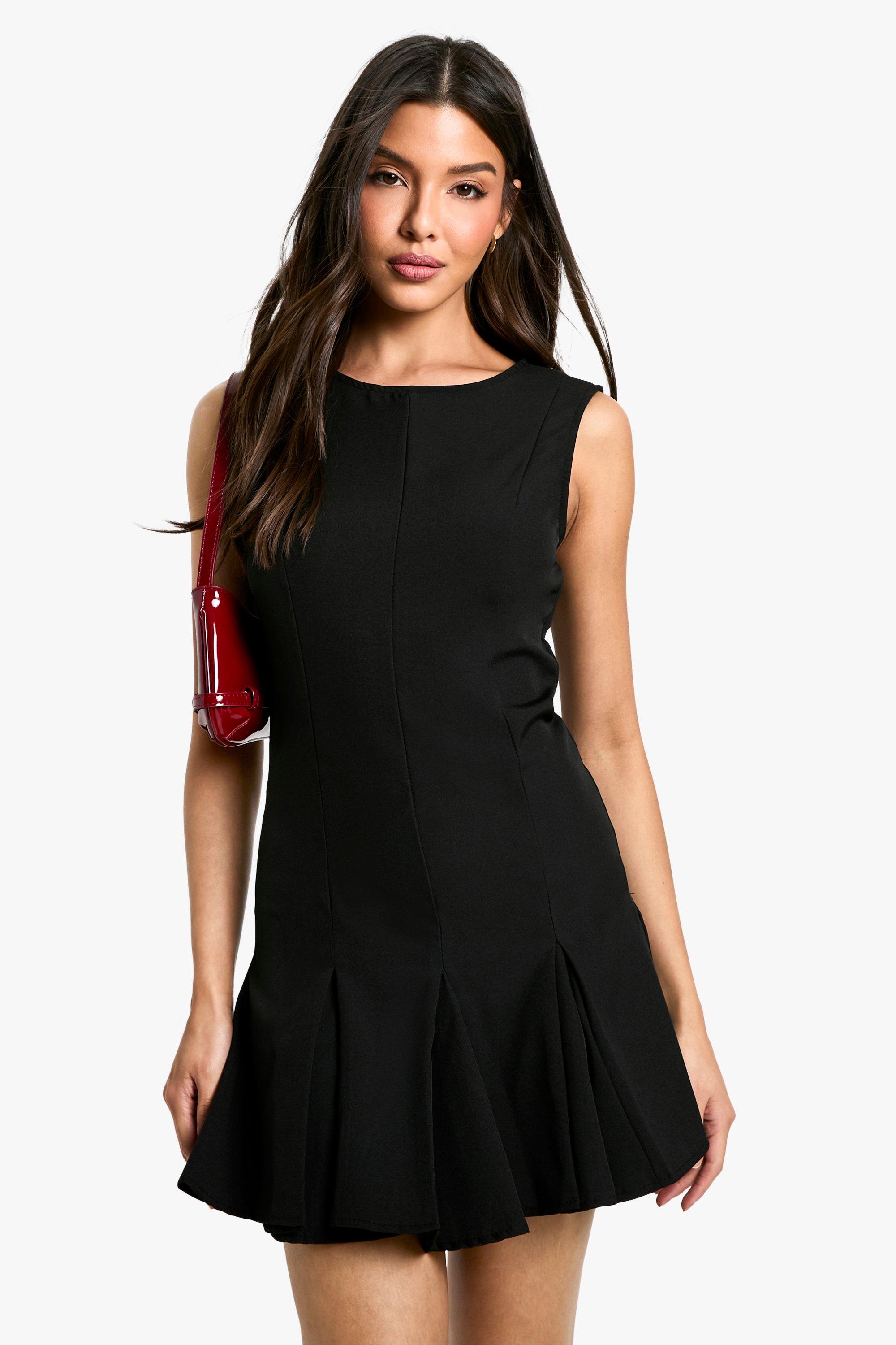 Boohoo Geplooide Getailleerde Mini Jurk, Black